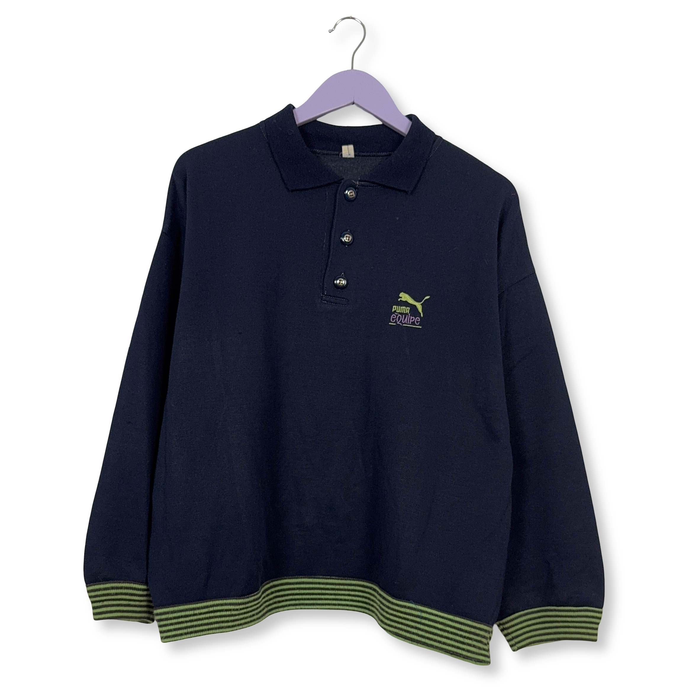 Felpa Puma Vintage blu scuro con bottoni e logo ricamato 40% cotone - Taglia M/L uomo