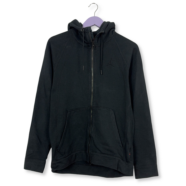 Felpa Jordan nera con cappuccio e zip 73% cotone - Taglia M uomo