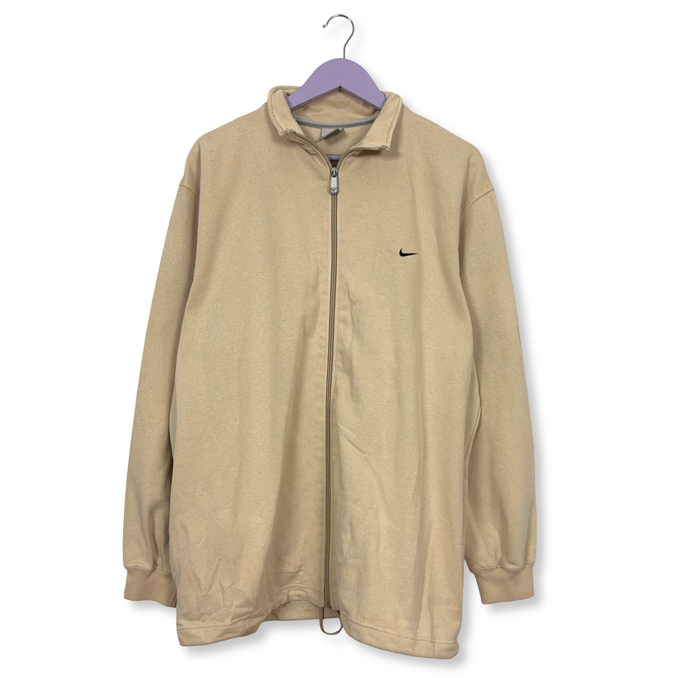 Felpa Nike Vintage crema con zip 78% cotone anni 2000 - Taglia XL 188 uomo