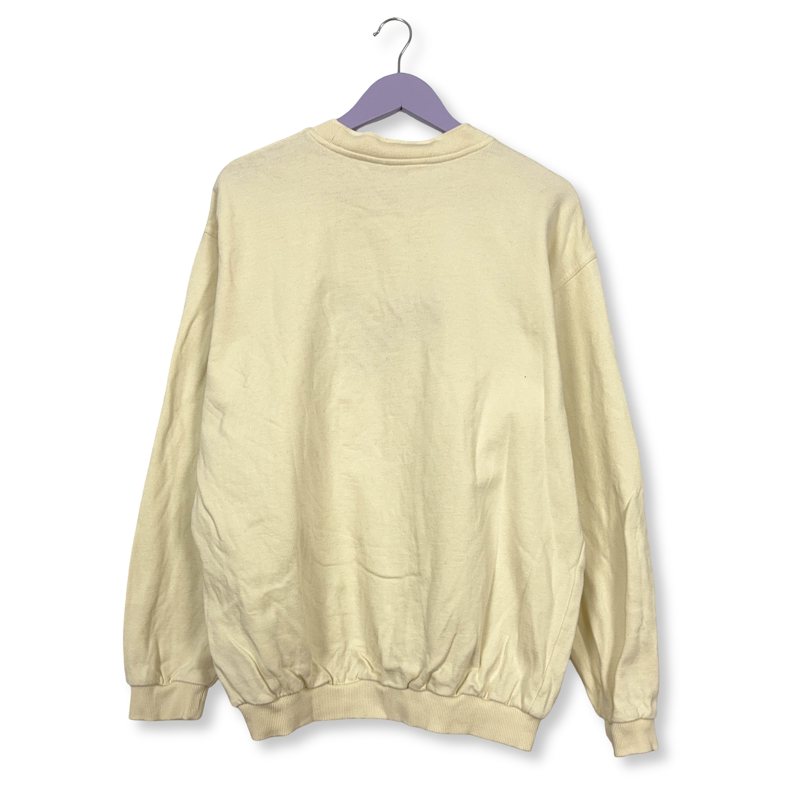 Felpa Puma Vintage crema a girocollo con logo ricamato in cotone anni 90 - Taglia L uomo