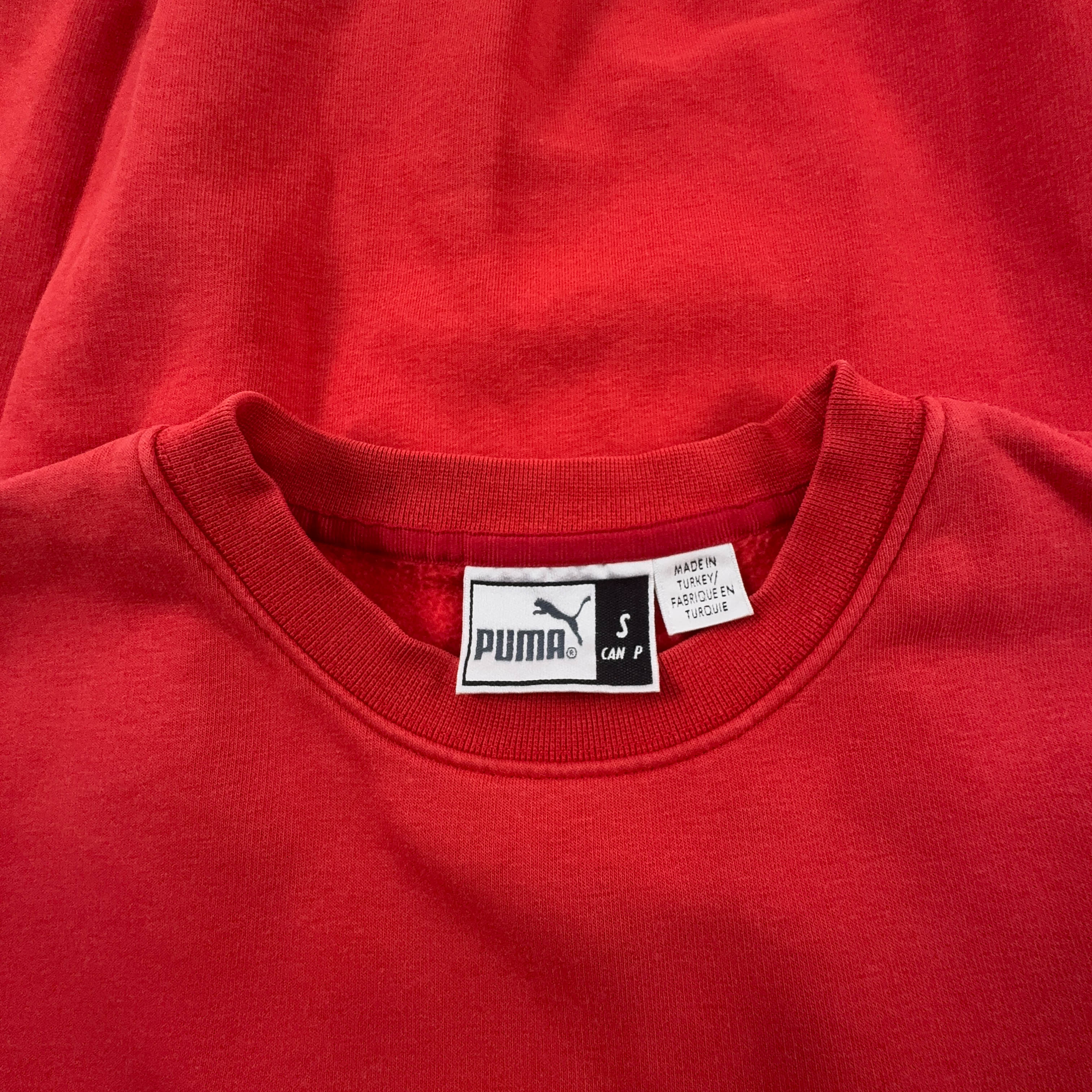 Felpa Puma Vintage rossa a girocollo con logo ricamato anni 2000 - Taglia M uomo