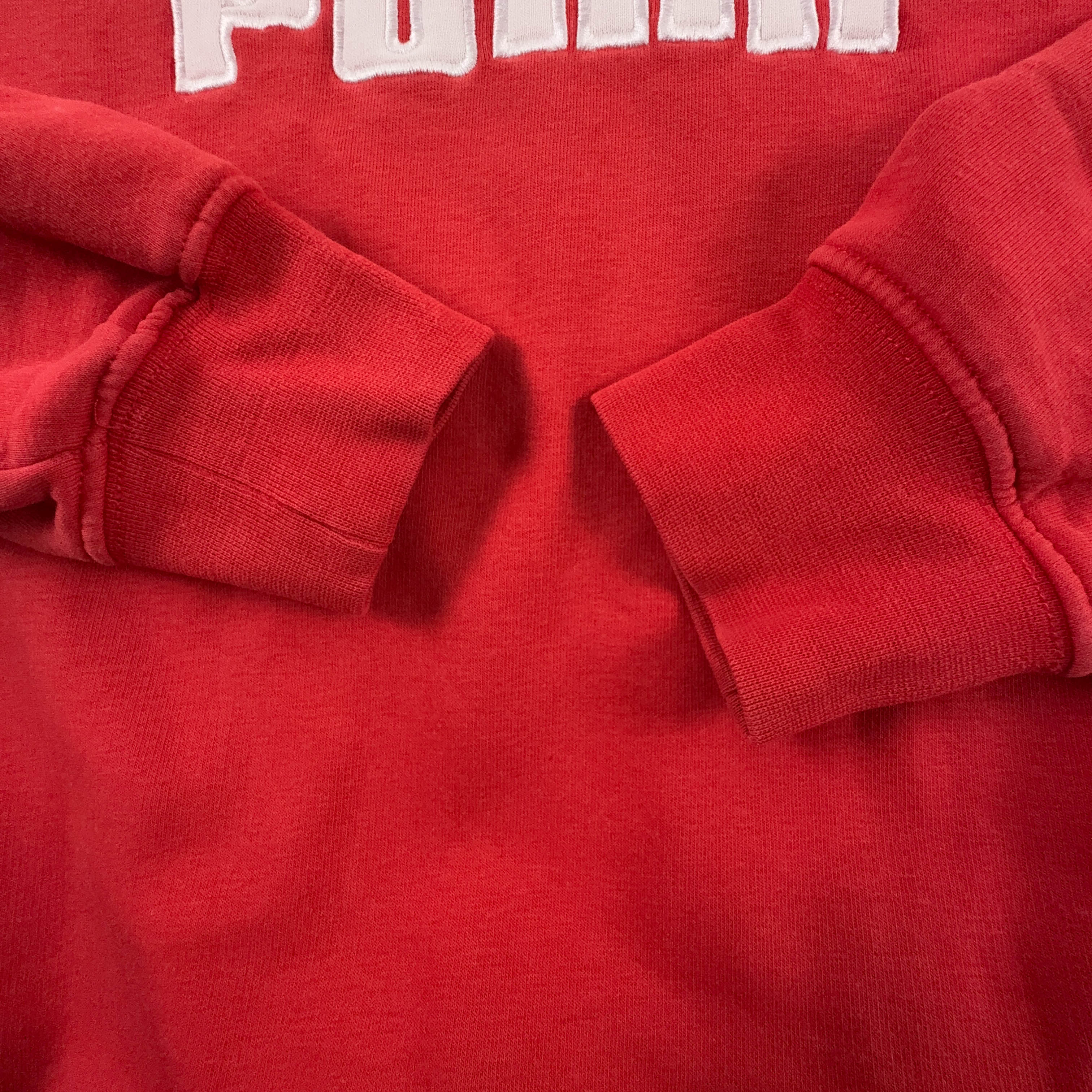 Felpa Puma Vintage rossa a girocollo con logo ricamato anni 2000 - Taglia M uomo