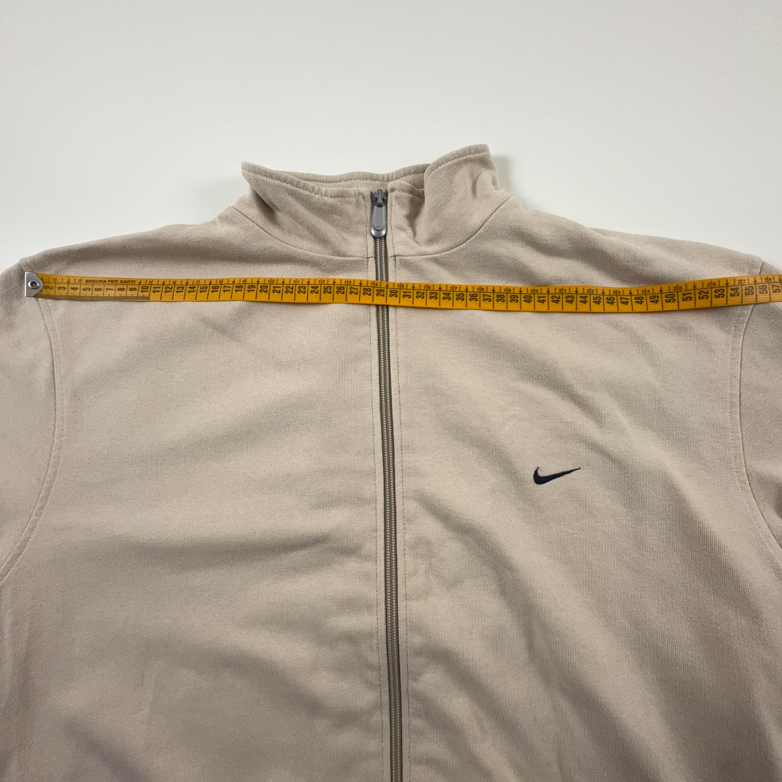 Felpa Nike Vintage crema con zip 78% cotone anni 2000 - Taglia XL 188 uomo