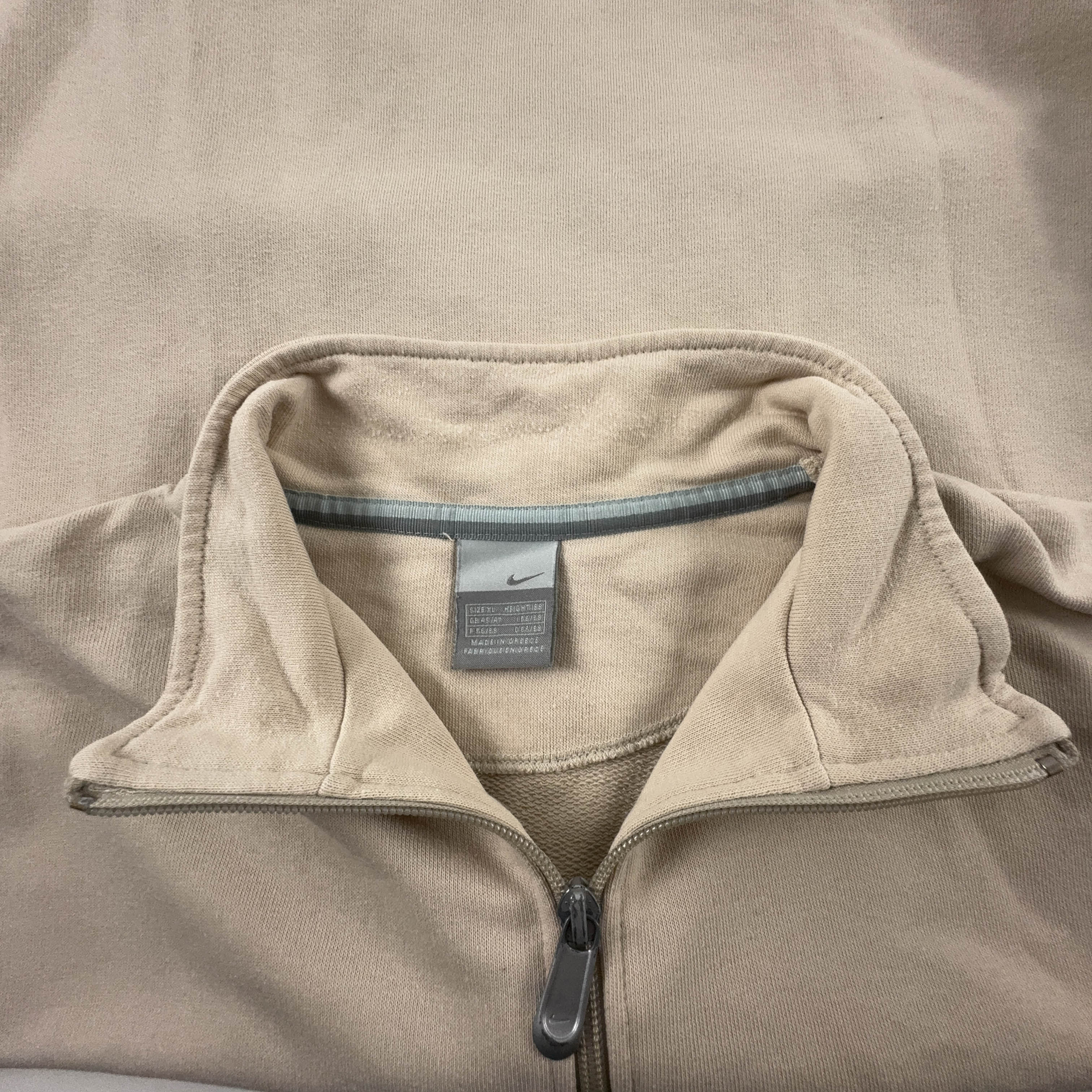 Felpa Nike Vintage crema con zip 78% cotone anni 2000 - Taglia XL 188 uomo