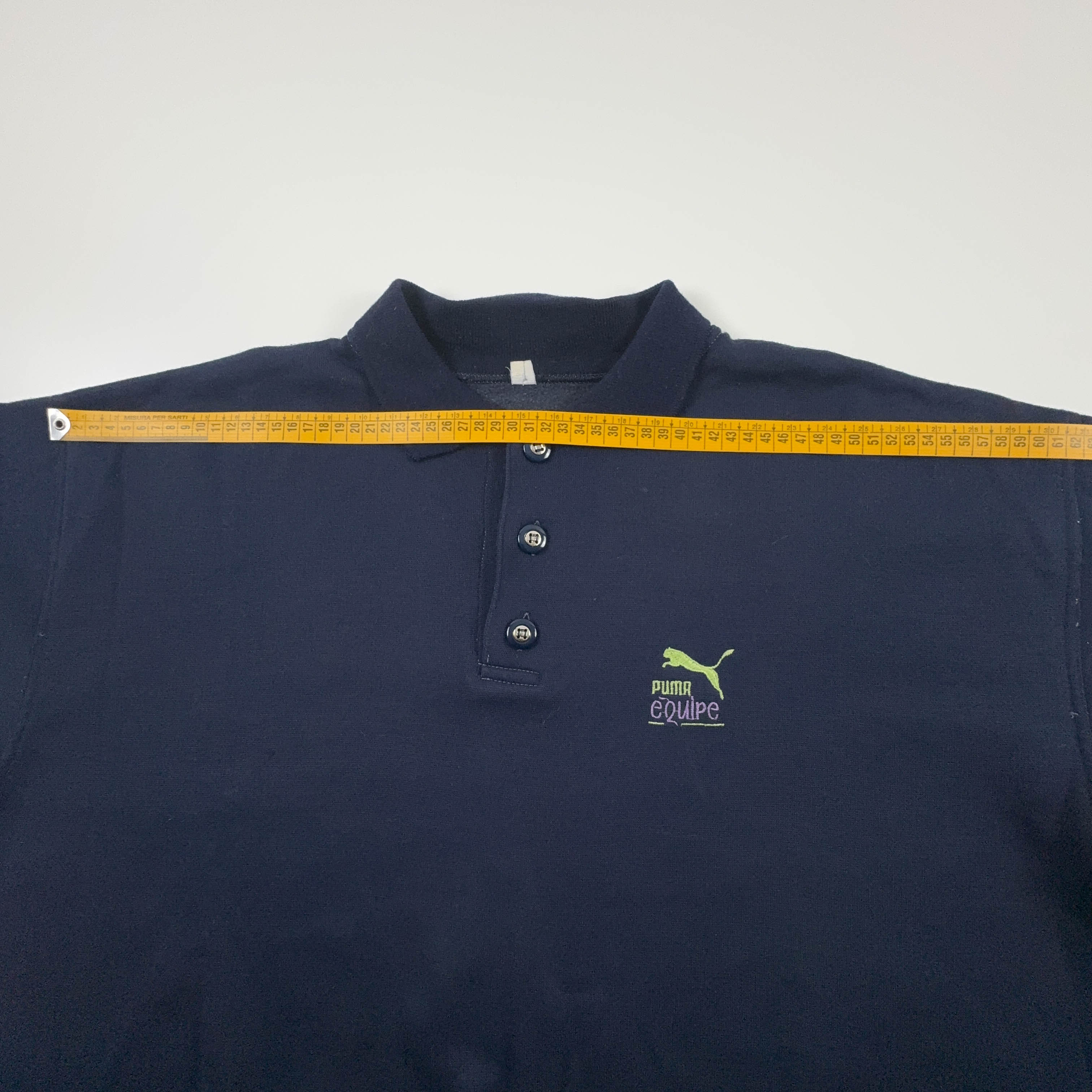 Felpa Puma Vintage blu scuro con bottoni e logo ricamato 40% cotone - Taglia M/L uomo