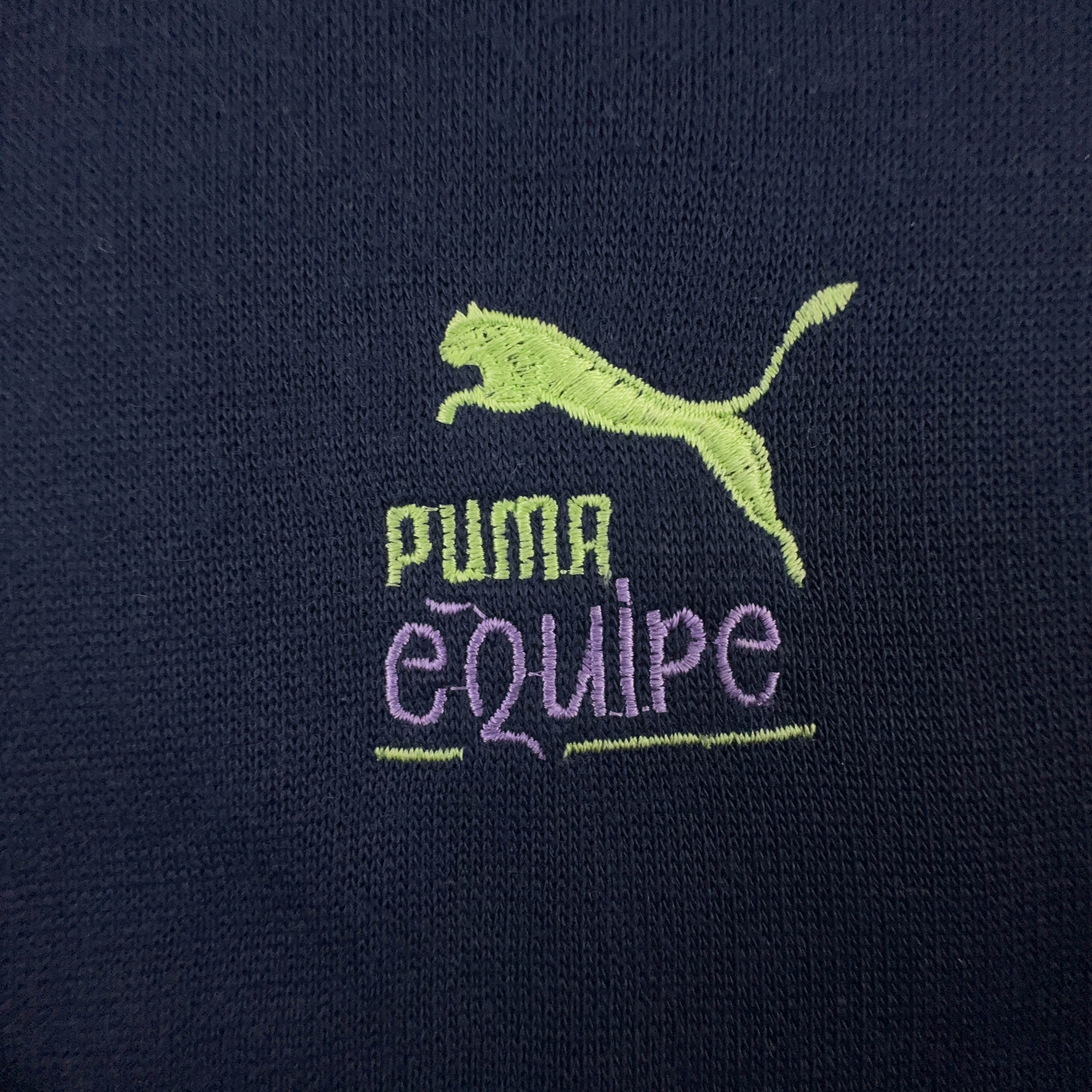 Felpa Puma Vintage blu scuro con bottoni e logo ricamato 40% cotone - Taglia M/L uomo