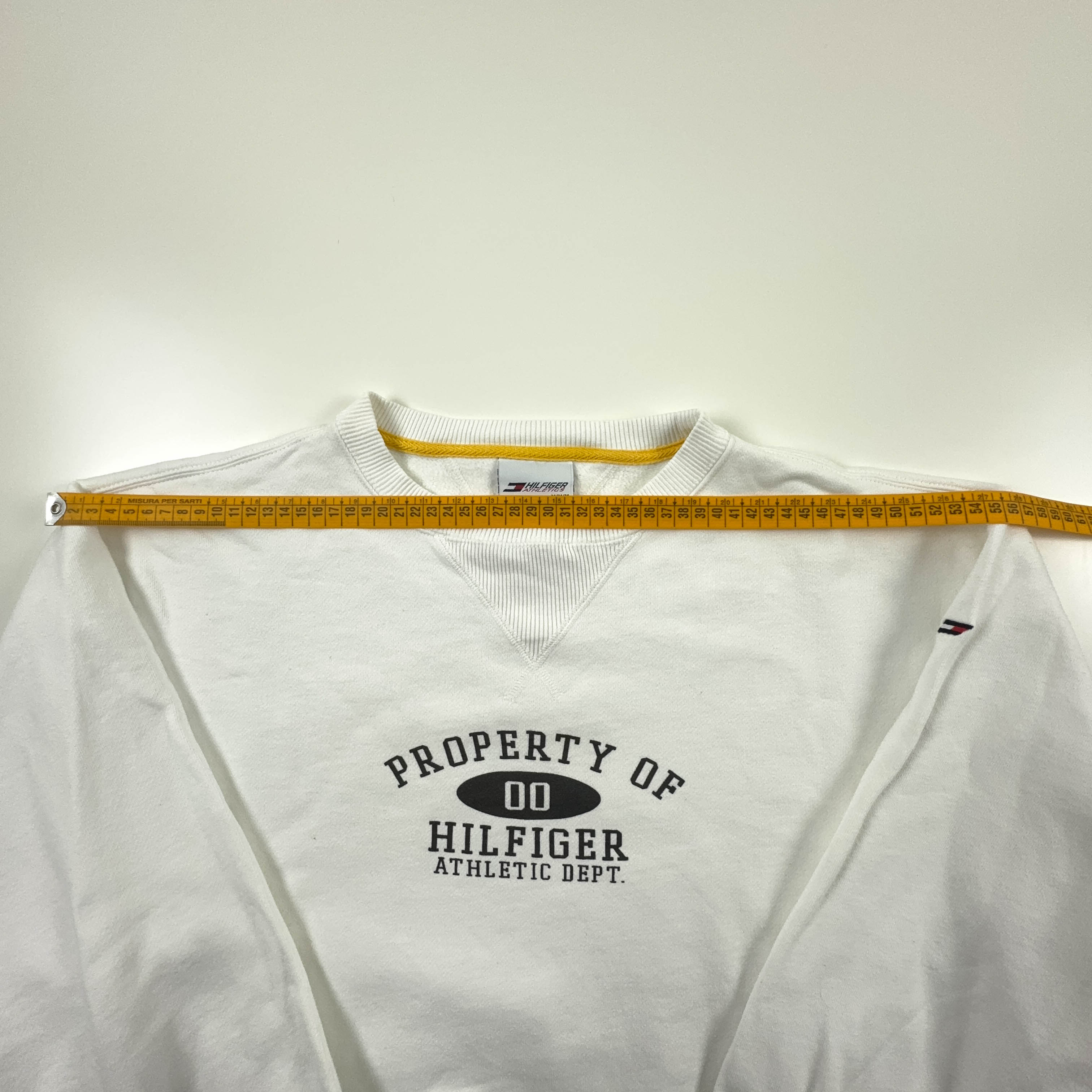 Felpa Tommy Hilfiger bianca a girocollo in cotone anni 2000 - Taglia L uomo