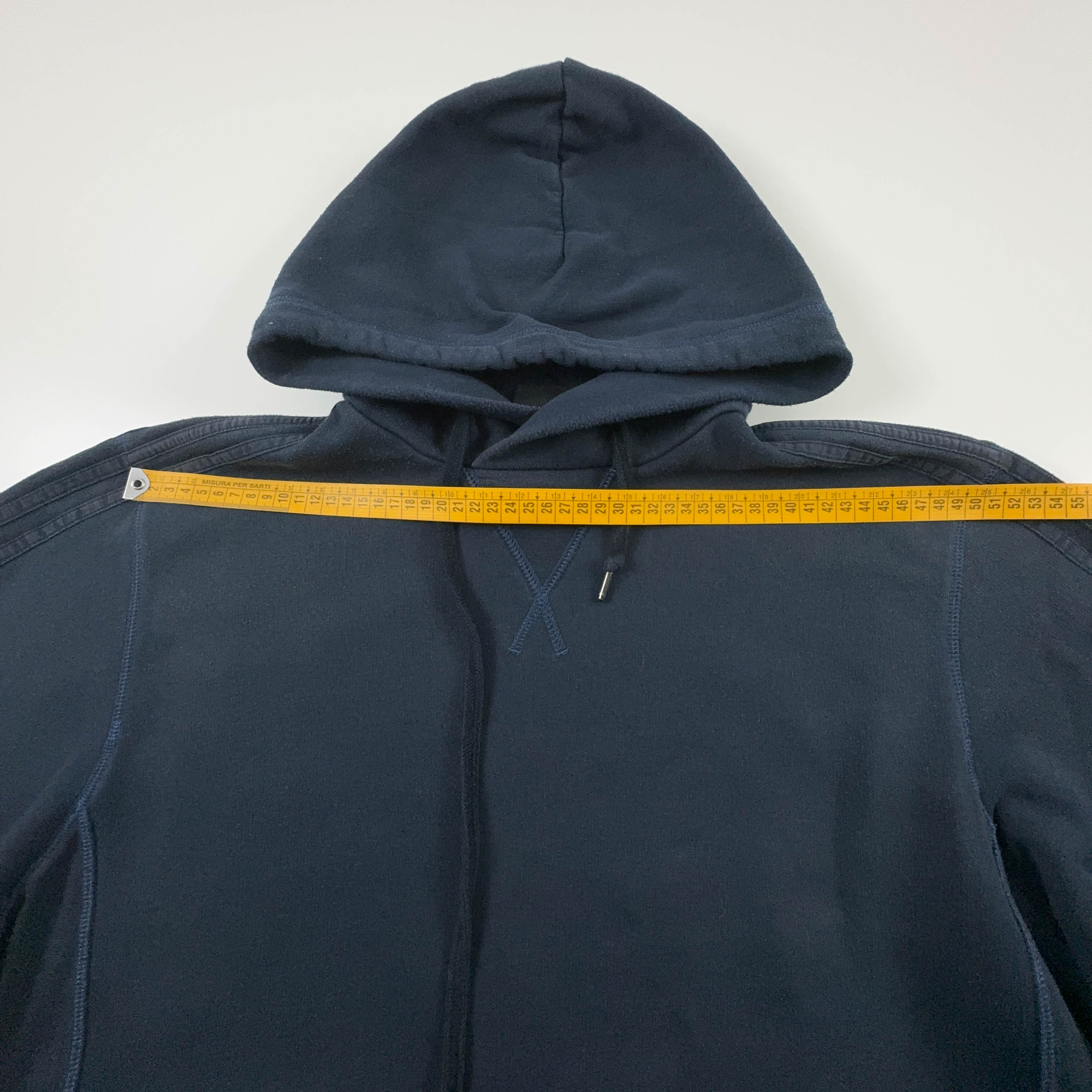 Felpa Adidas Vintage blu scura con cappuccio 70% cotone anni 2000 - Taglia L/XL uomo