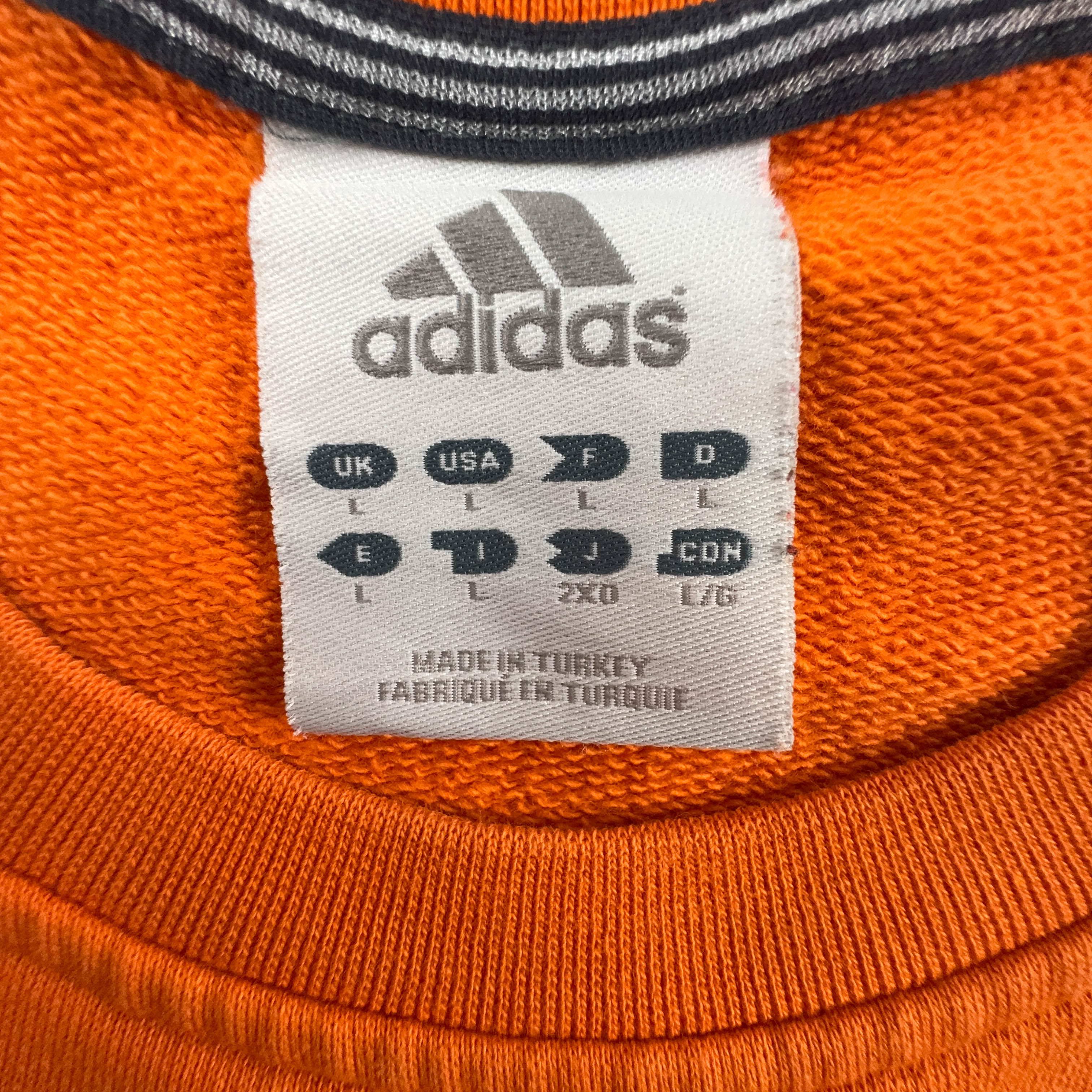 Felpa Adidas Vintage arancione a girocollo in cotone anni 2000 - Taglia L/XL uomo