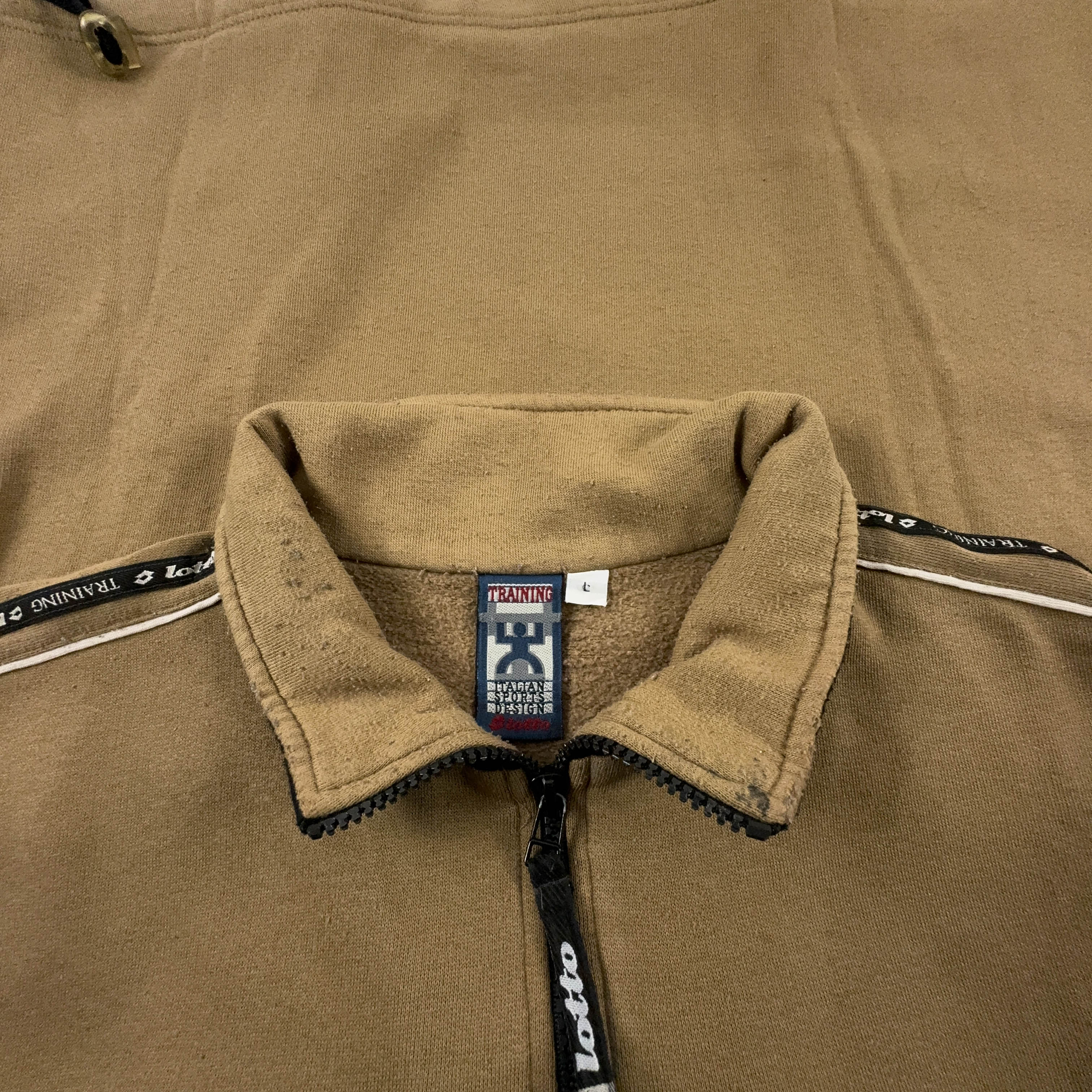 Felpa Lotto Vintage marrone quarter zip anni 90 - Taglia 50 uomo