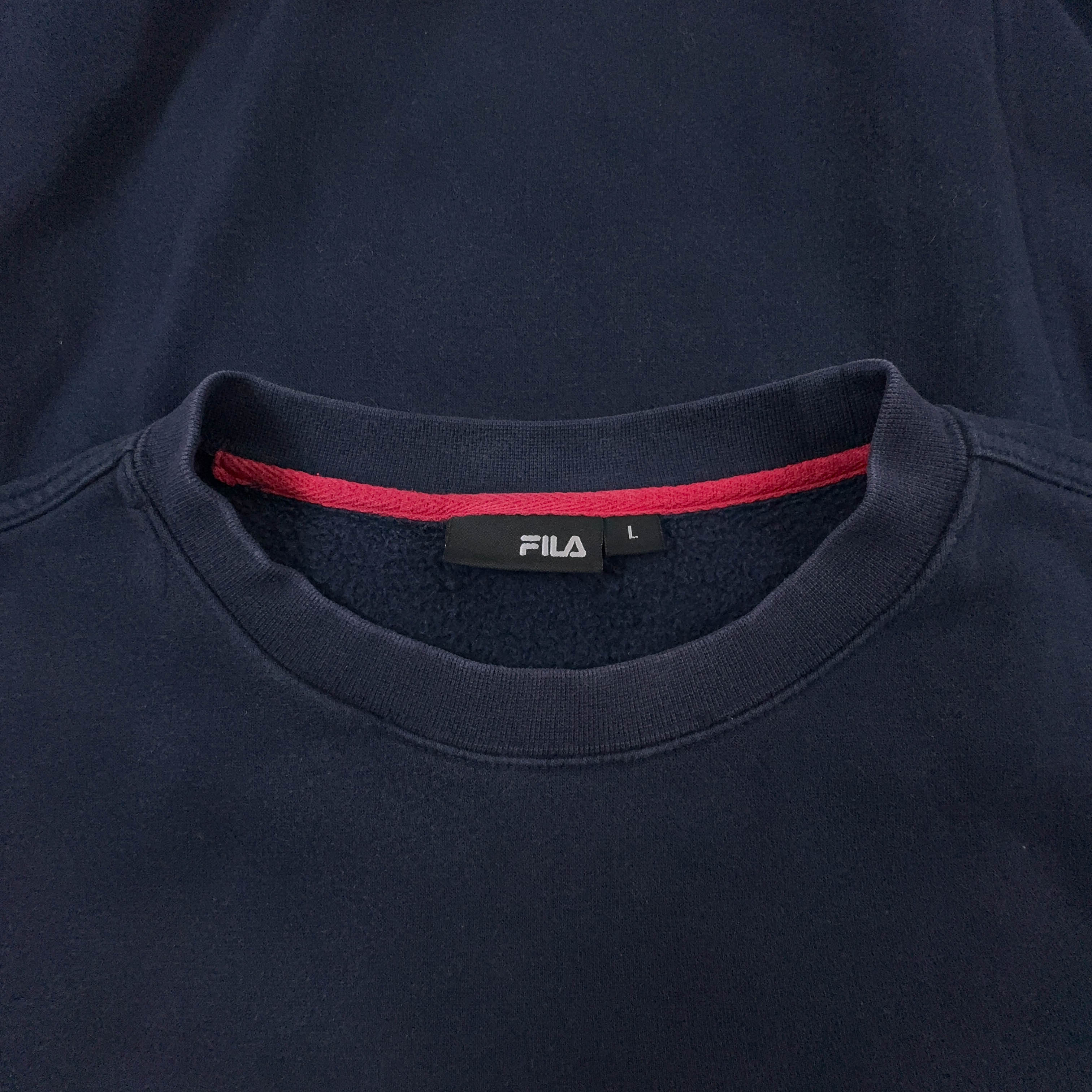 Felpa Fila Vintage blu scura a girocollo 80% cotone - Taglia L uomo