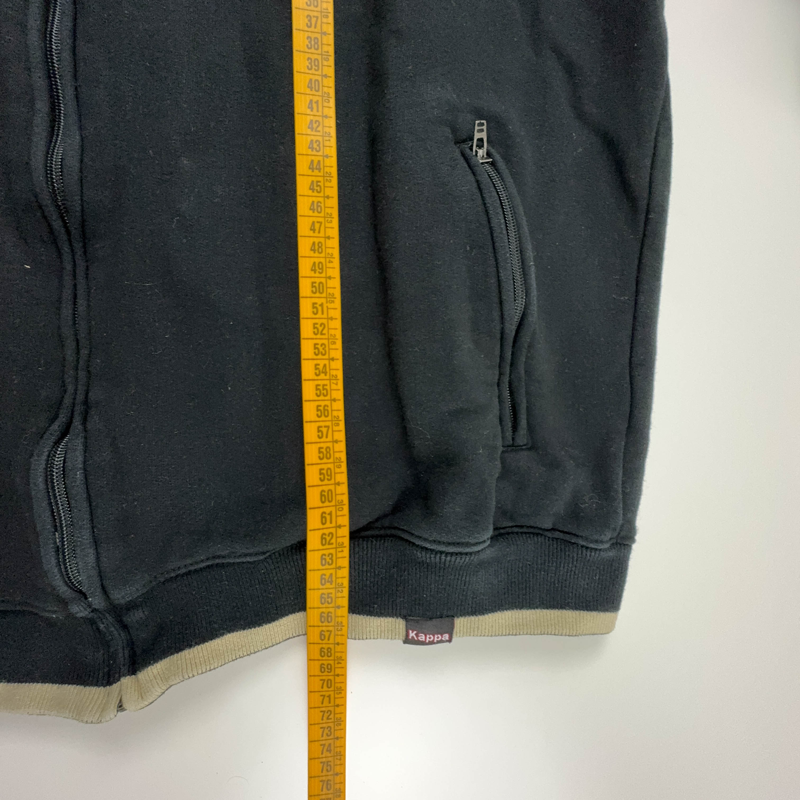 Felpa Kappa Vintage nera con zip logo grande ricamato anni 90 - Taglia XL uomo