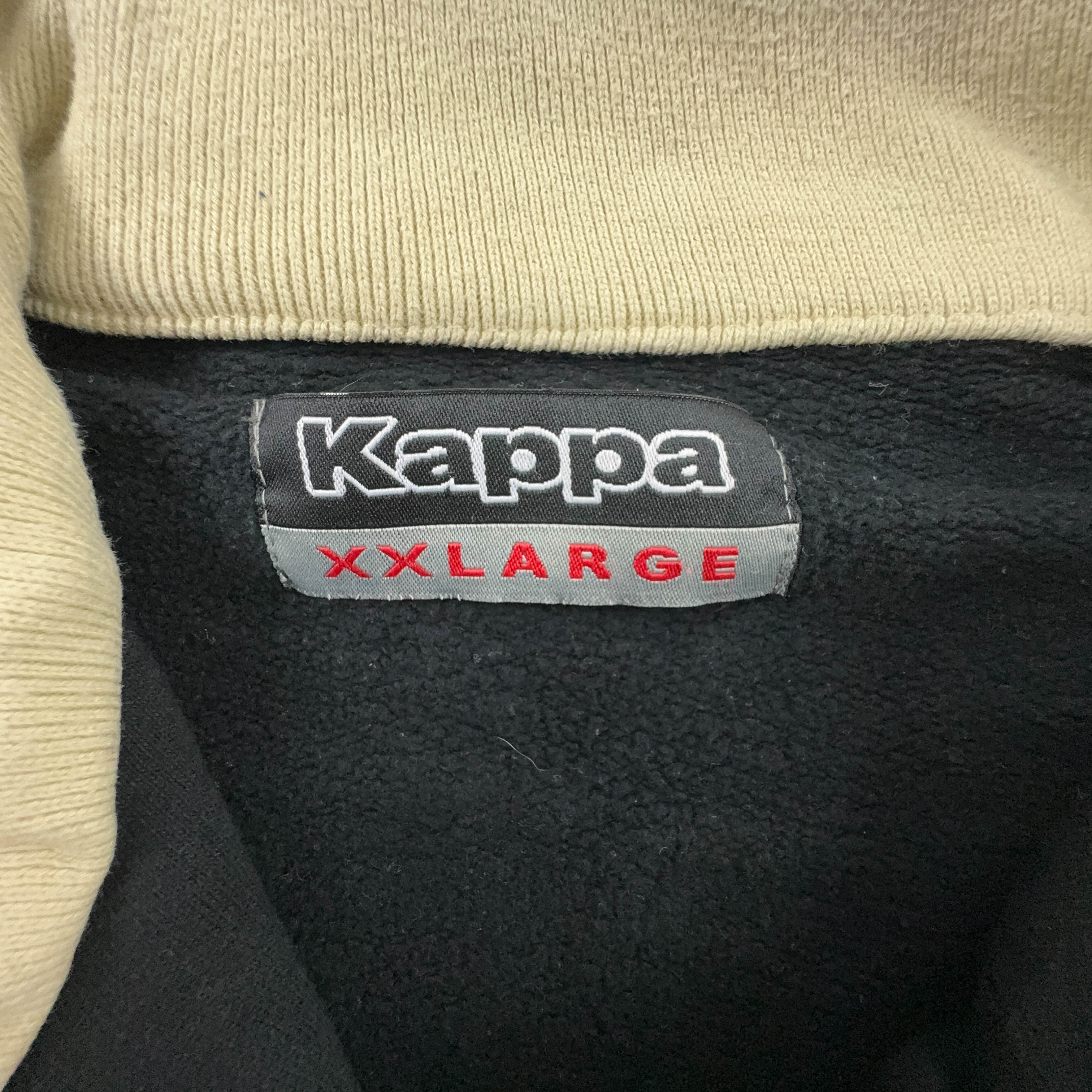 Felpa Kappa Vintage nera con zip logo grande ricamato anni 90 - Taglia XL uomo
