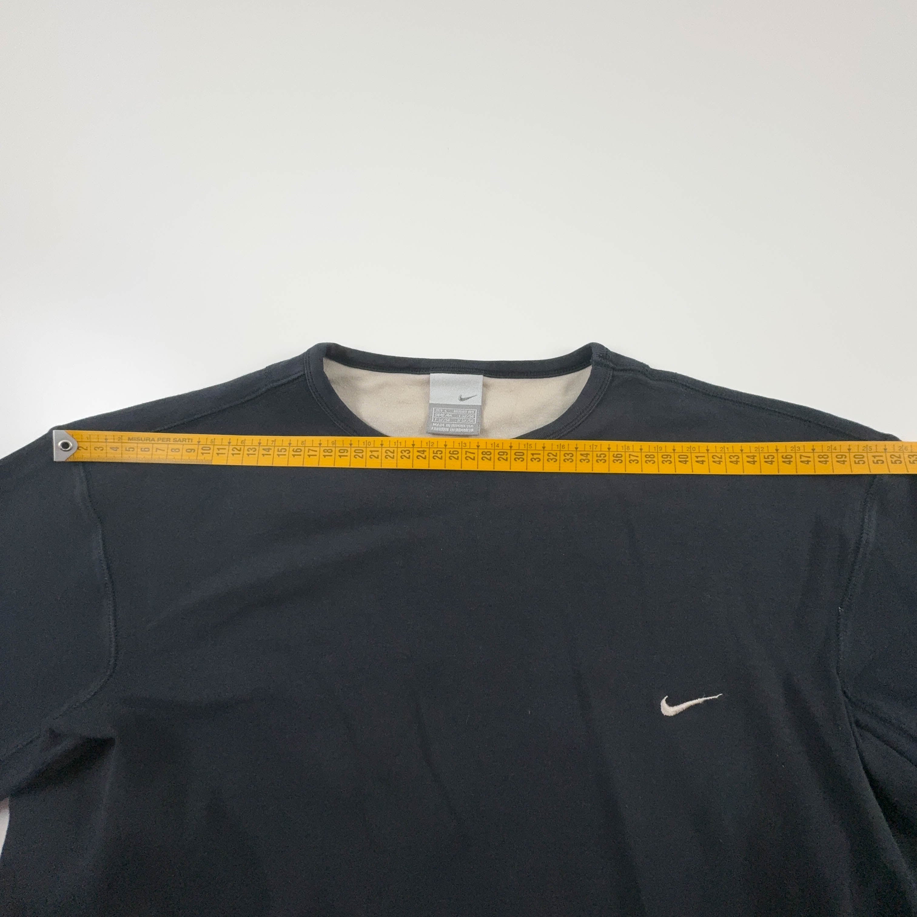 Felpa Nike Vintage leggera nera a girocollo 94% cotone anni 00 - Taglia M/L uomo