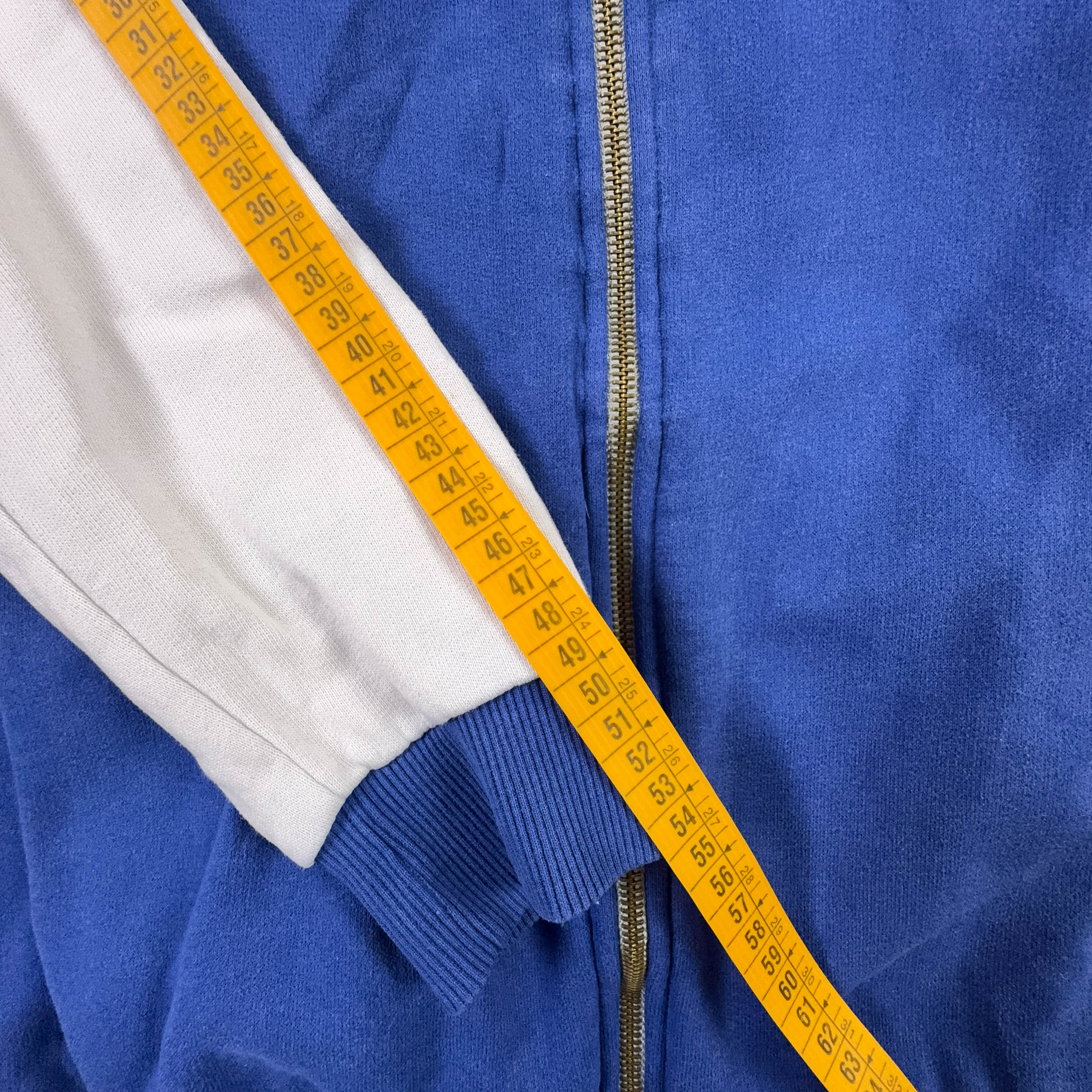 Felpa Kappa Vintage  blu e bianca con zip e cappuccio anni 90 - Taglia M/L uomo