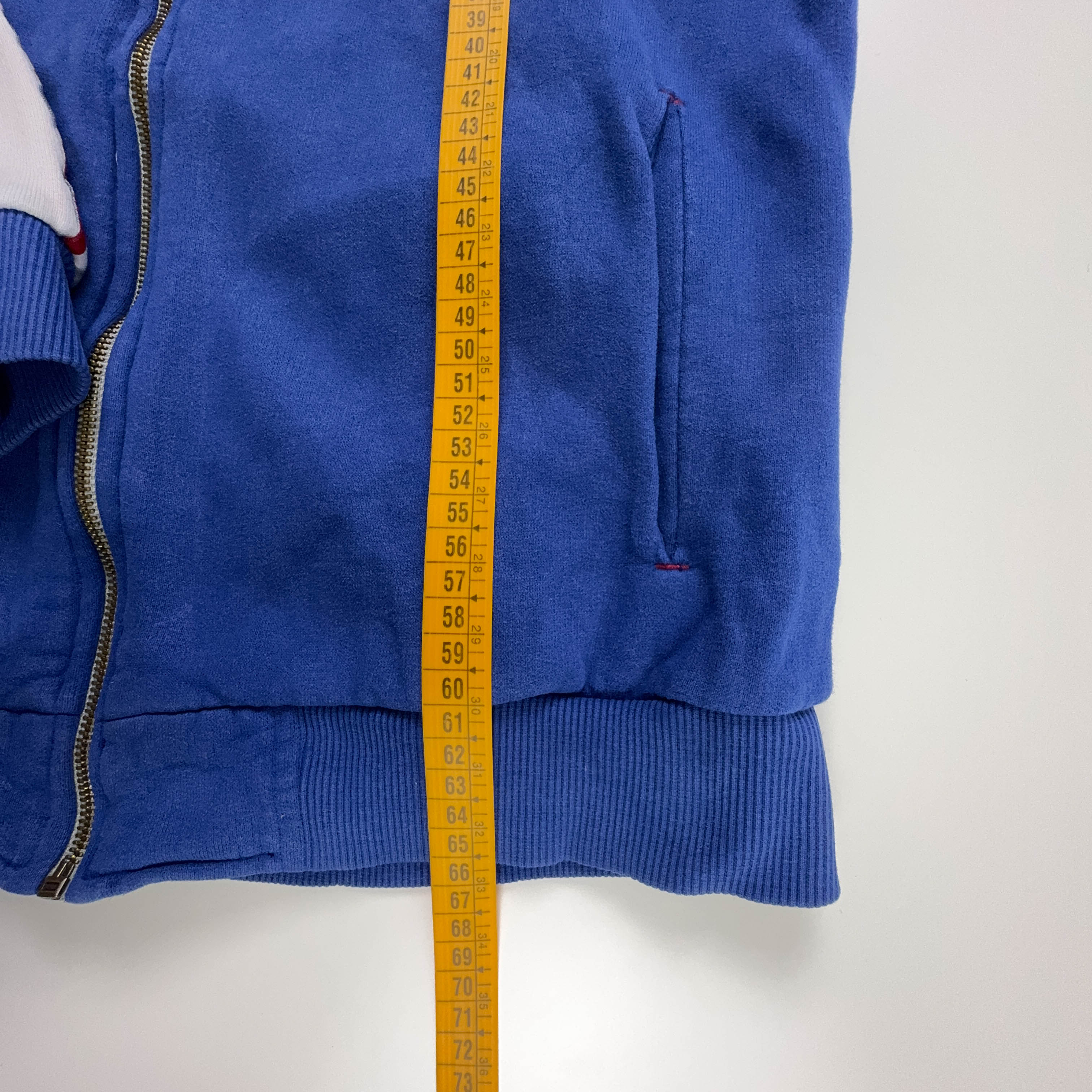 Felpa Kappa Vintage  blu e bianca con zip e cappuccio anni 90 - Taglia M/L uomo