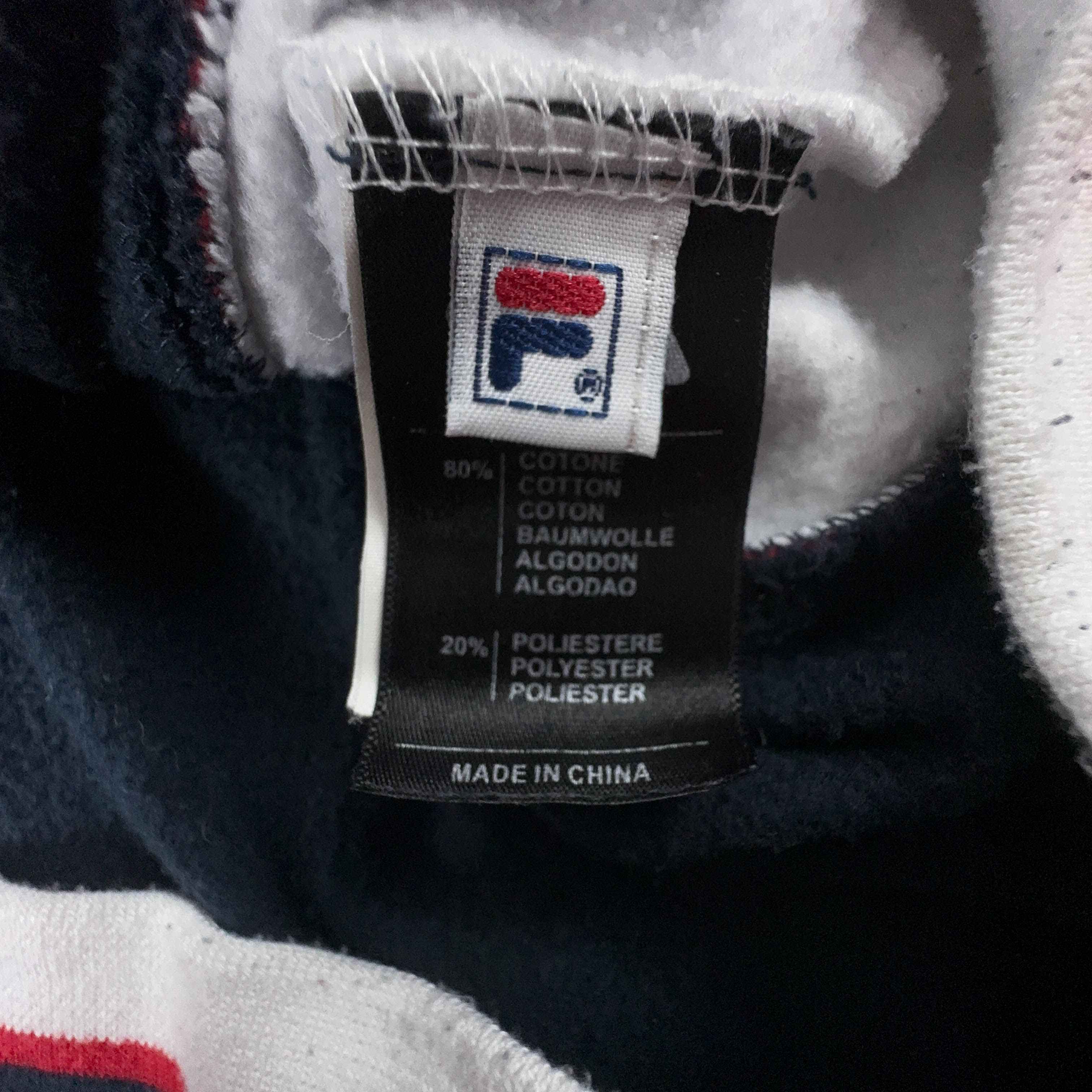 Felpa Fila Vintage blu e bianca con zip 80% cotone anni 2000 - Taglia L/XL uomo