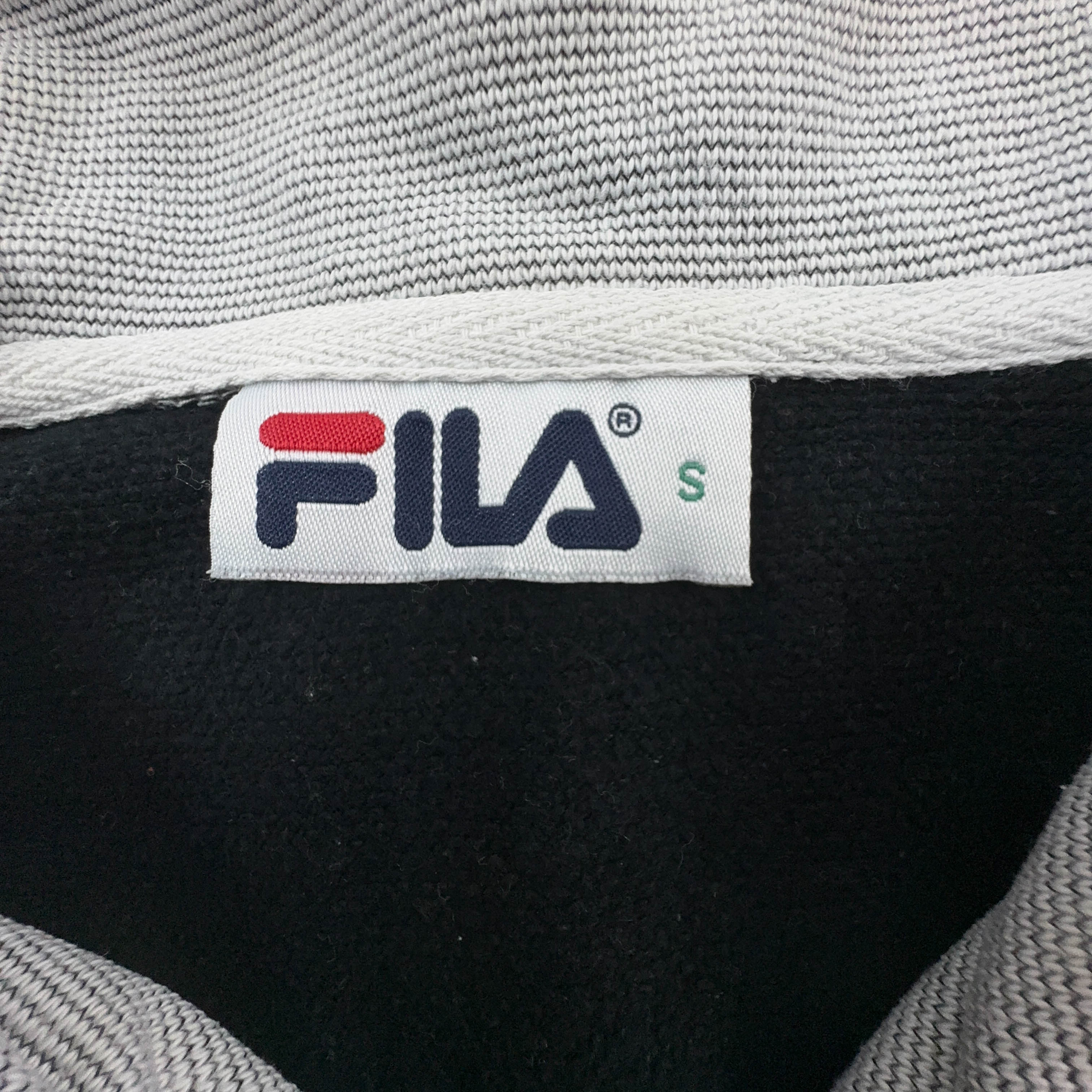 Felpa Fila Vintage grigia scura quarter zip 90% cotone anni 90 - Taglia M uomo