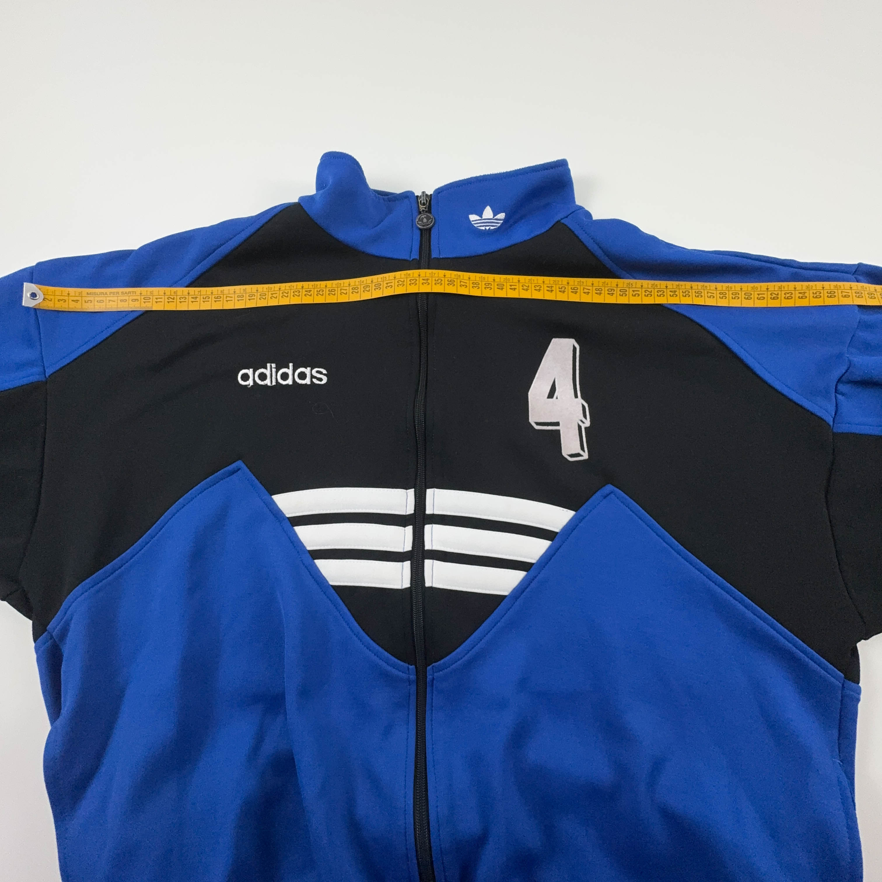 Felpa Adidas Vintage blu e nera con zip 15% cotone anni 90 - Taglia D6 F180 uomo