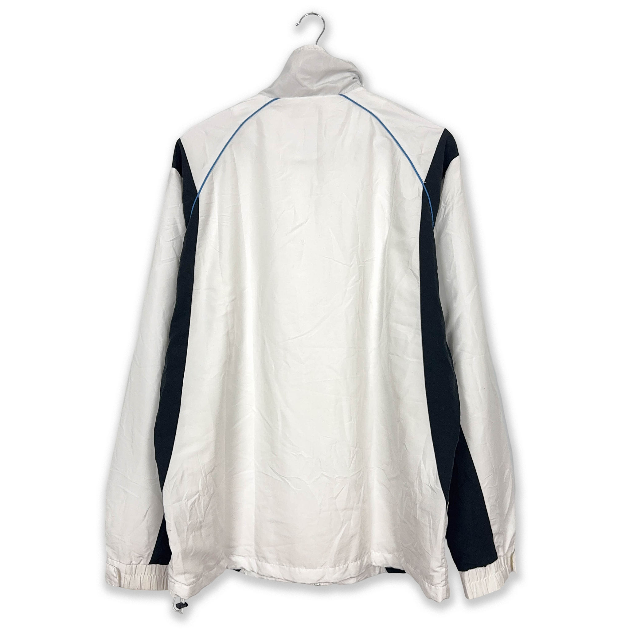 Giacca a vento Lotto Vintage bianca e nera con zip anni 2000 - Taglia XL/XXL uomo