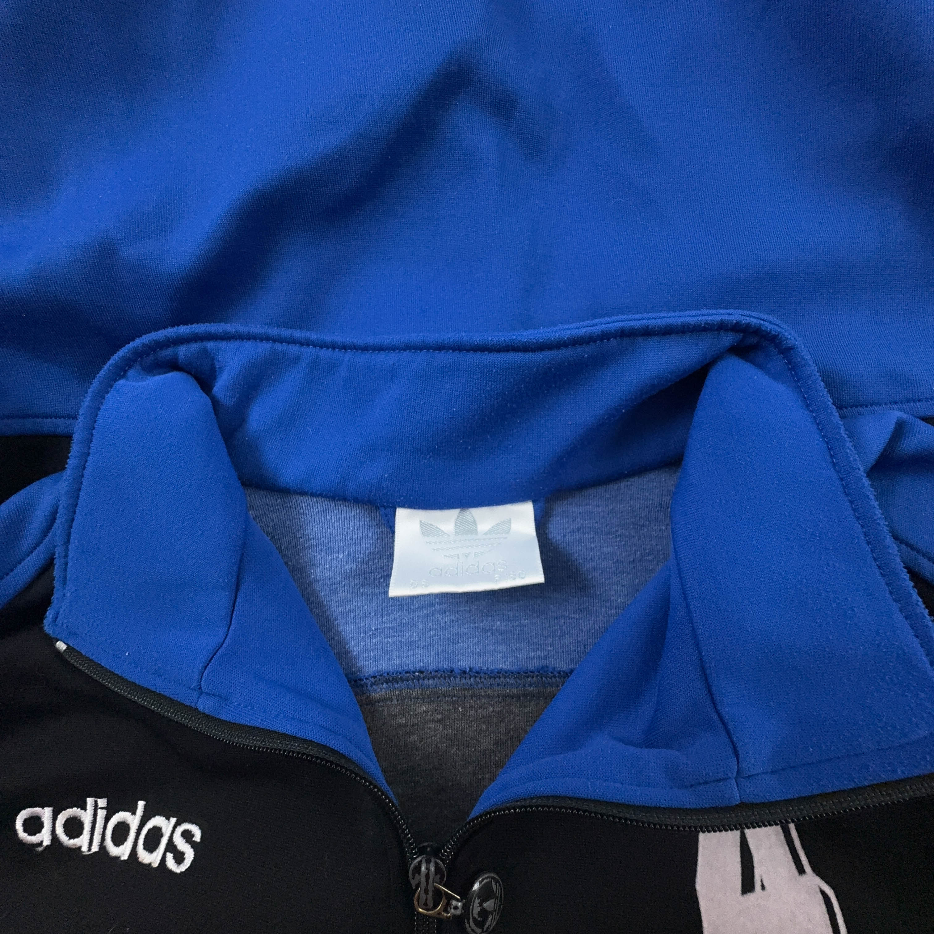 Felpa Adidas Vintage blu e nera con zip 15% cotone anni 90 - Taglia D6 F180 uomo