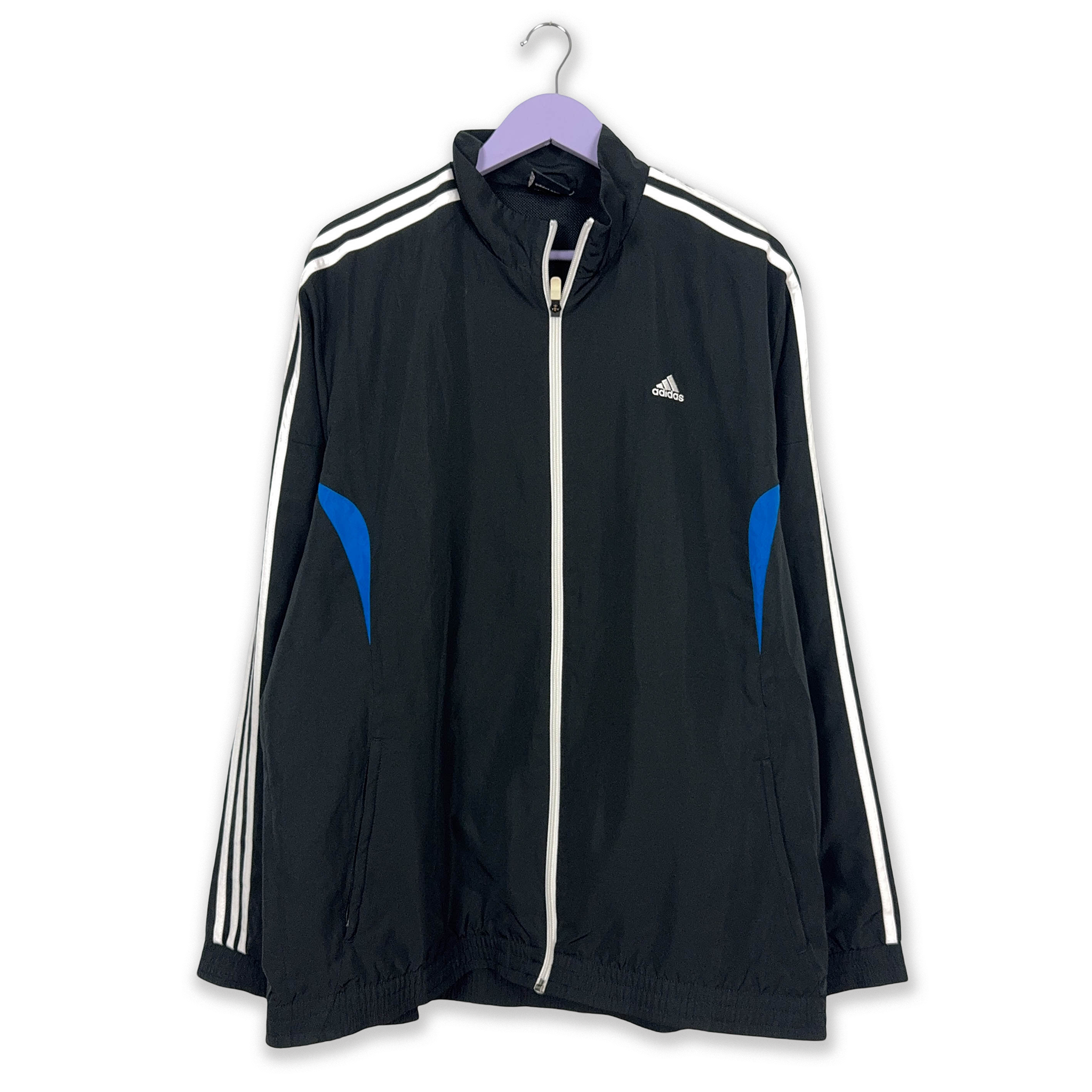 Giacca a vento Adidas Vintage nera con zip anni 2000 - Taglia D9 F198 uomo