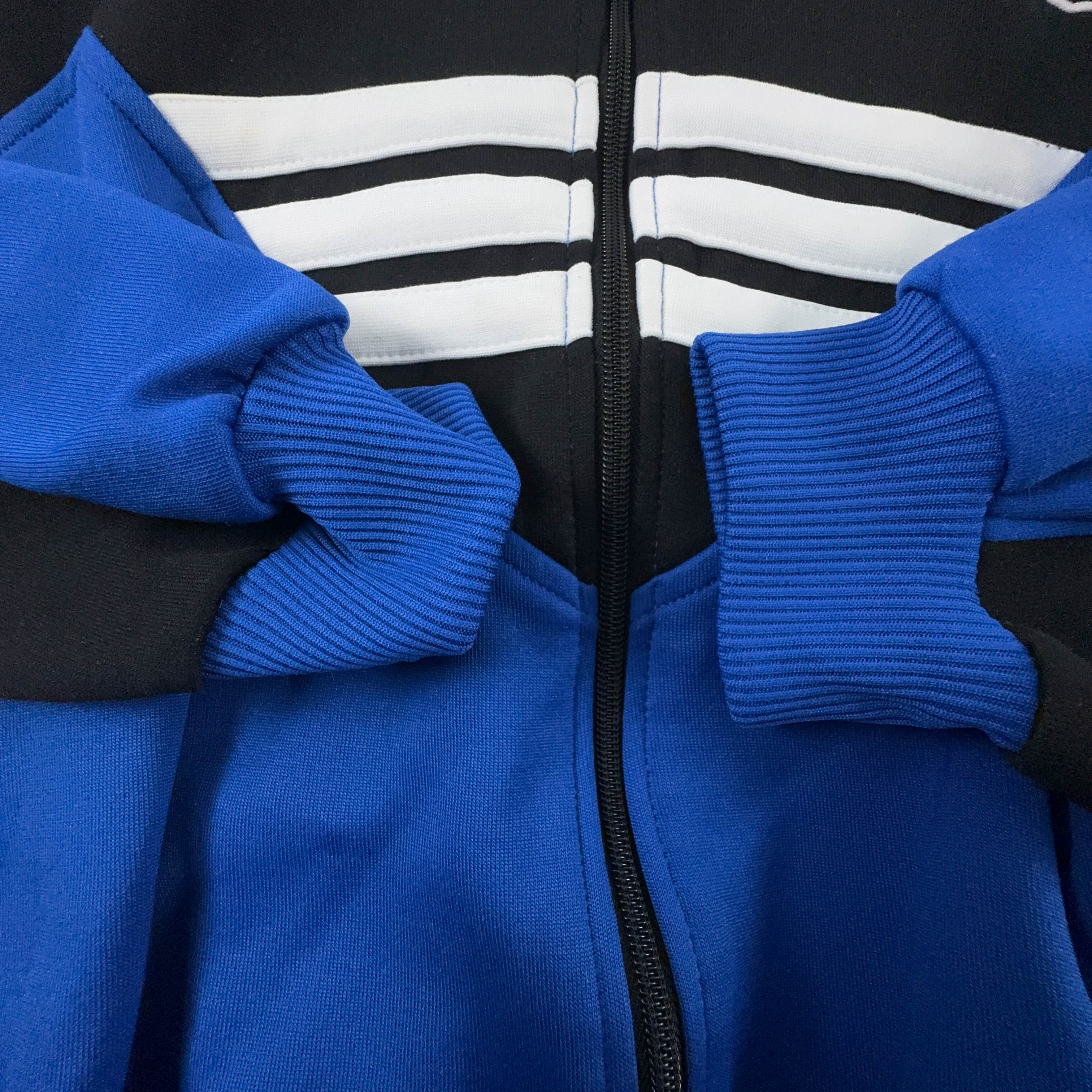 Felpa Adidas Vintage blu e nera con zip 15% cotone anni 90 - Taglia D6 F180 uomo