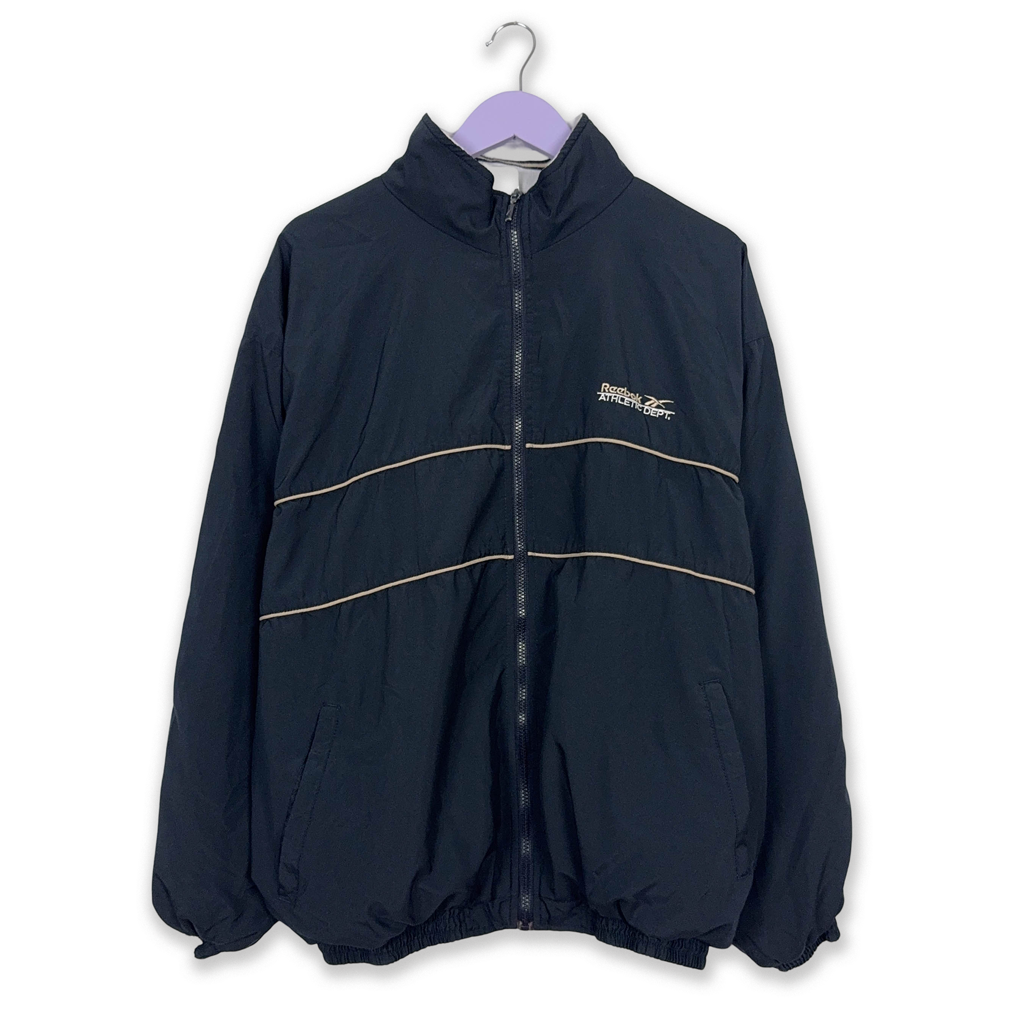 Reebok Vintage Dark Blue Zip Up Windbreaker Jacket 2000s - Men's Size L/XL