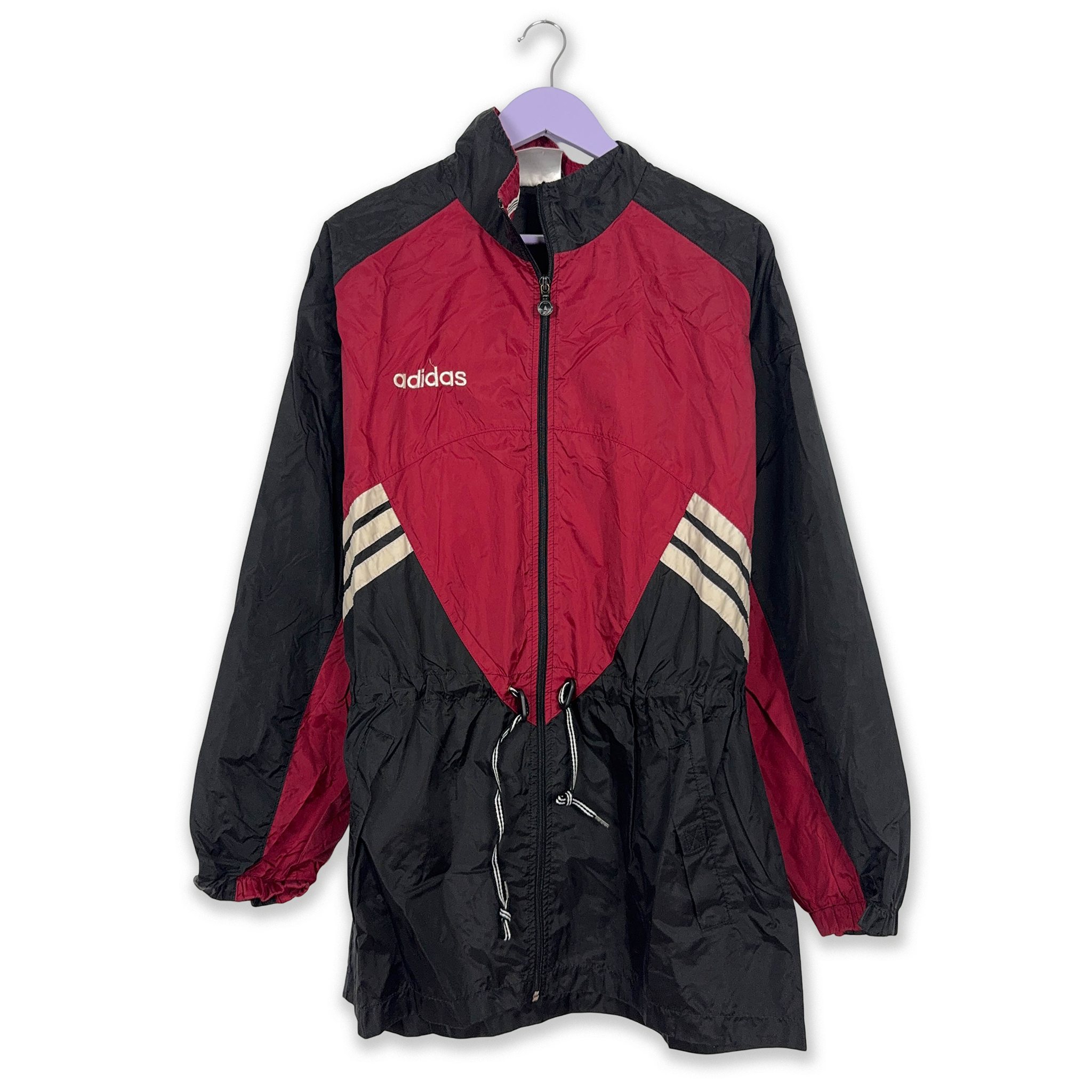Adidas Vintage Waterproof Red Black Zip Up Windbreaker Jacket 90s - Size D6 F180 Men
