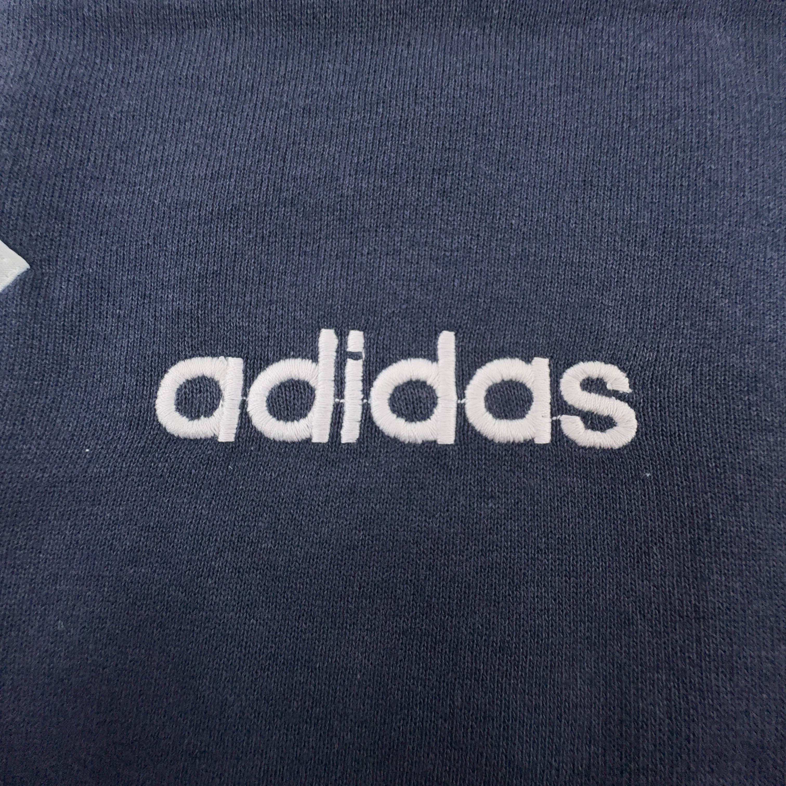 Felpa Adidas Vintage blu e bianca a girocollo con logo ricamato anni 90 - Taglia D6 F180 uomo