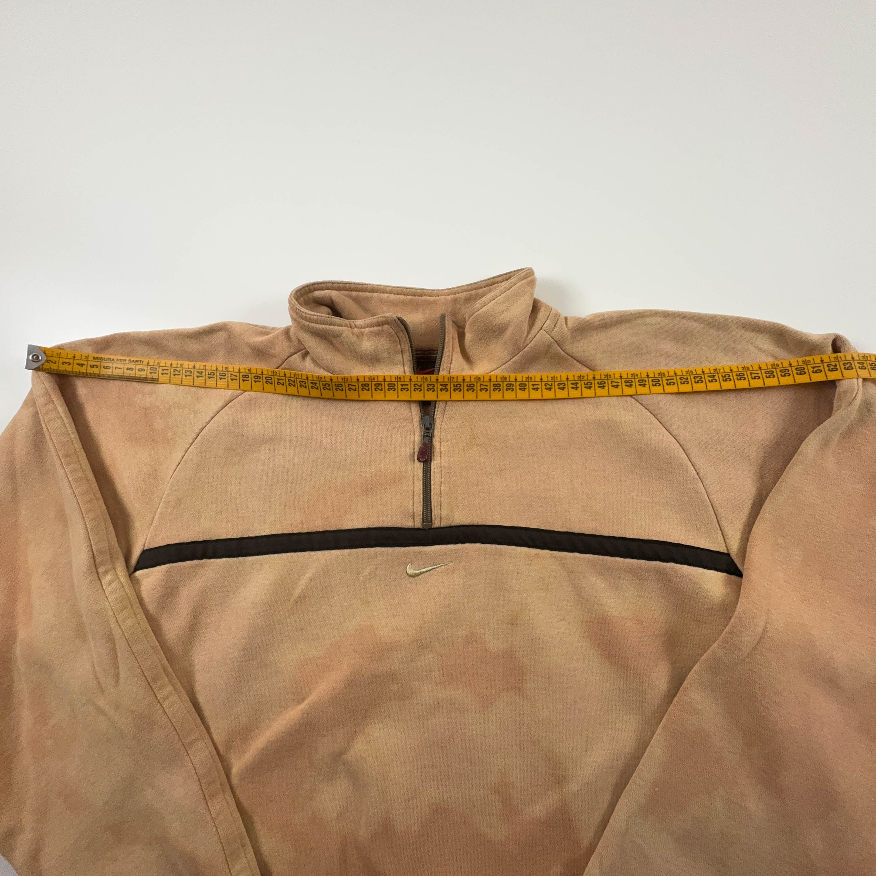 Felpa Nike Tie Dye Vintage arancione quarter zip 80% cotone anni 90 - Taglia S/M uomo