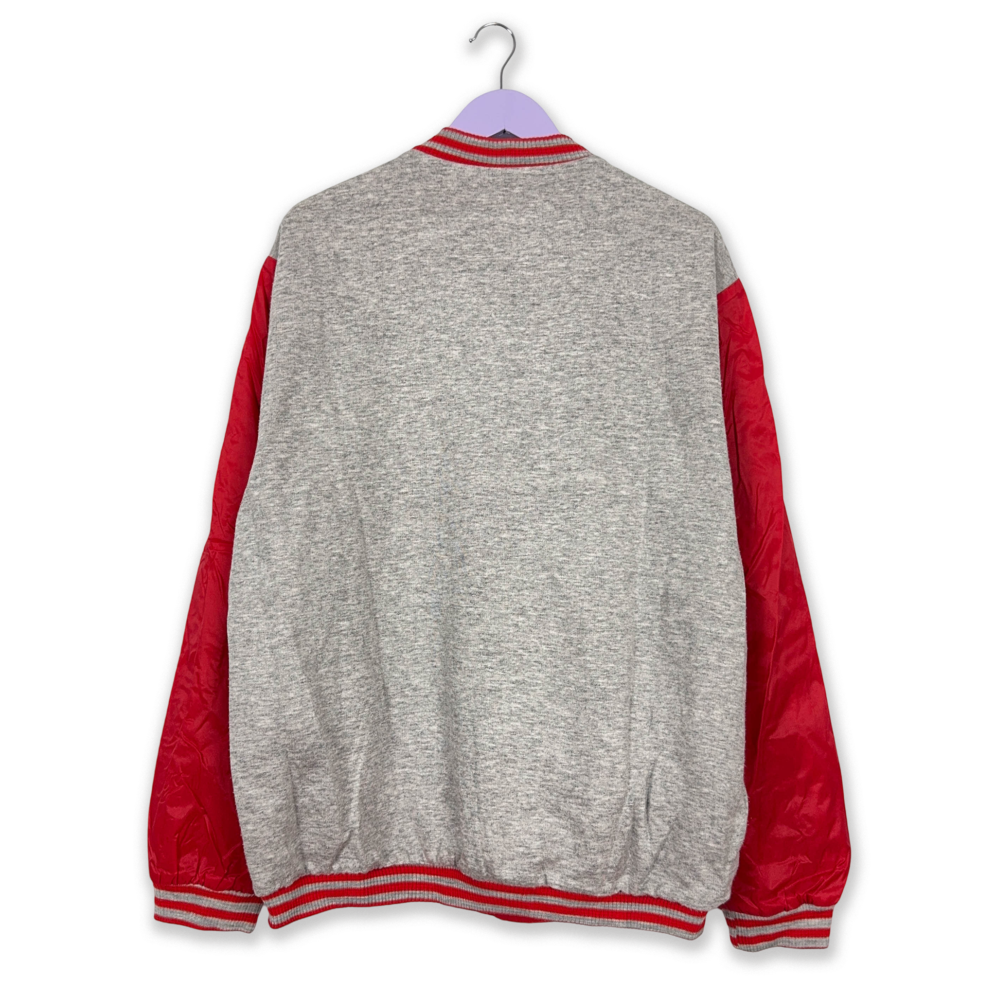 Adidas Vintage Double Face Red & Grey 80's Button Up Windbreaker Jacket - Men's Size XL