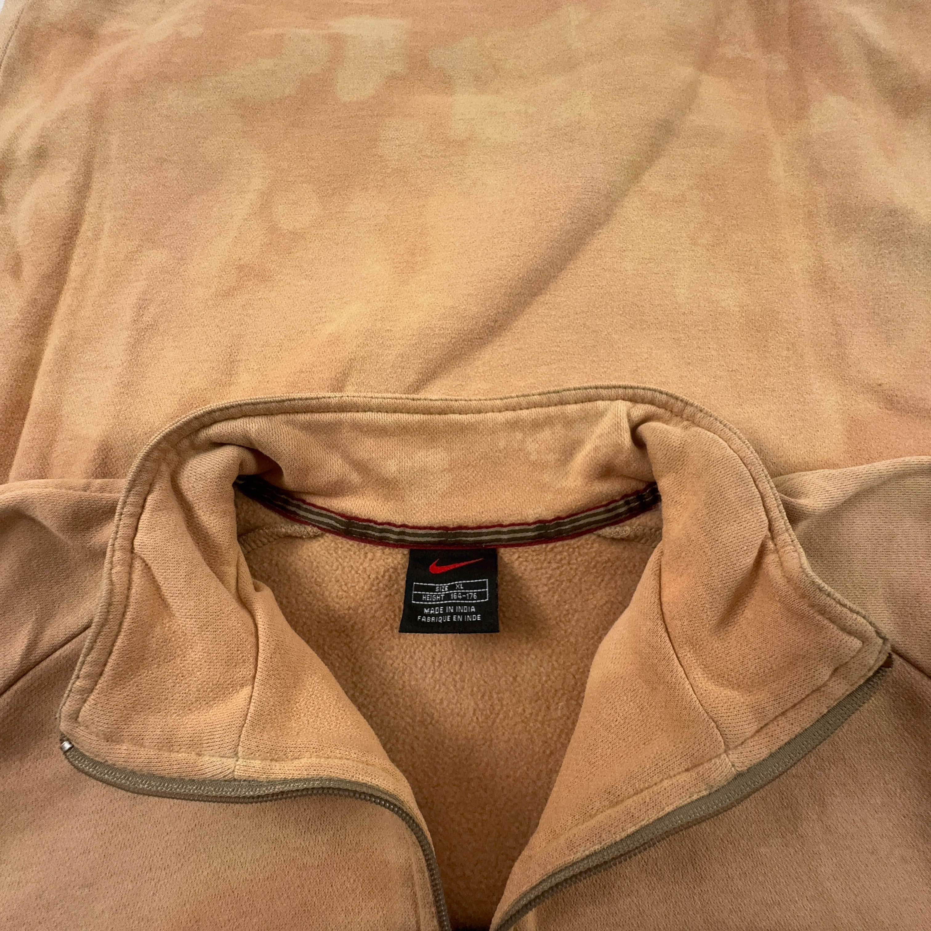 Felpa Nike Tie Dye Vintage arancione quarter zip 80% cotone anni 90 - Taglia S/M uomo