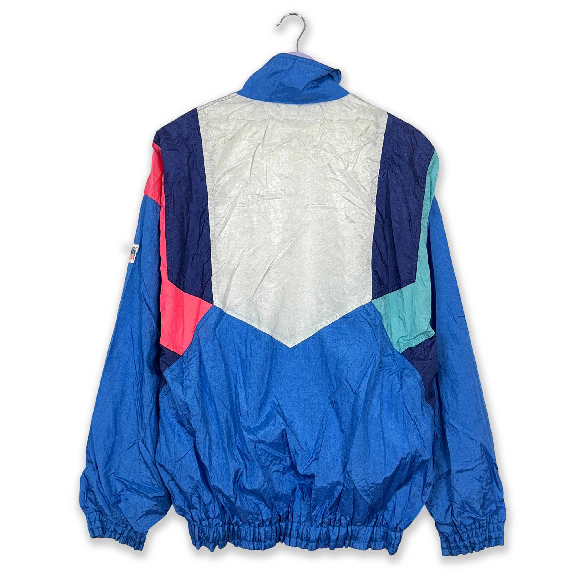 Diadora Vintage Blue Geometric Zip Up Windbreaker 90s - Size XL Men