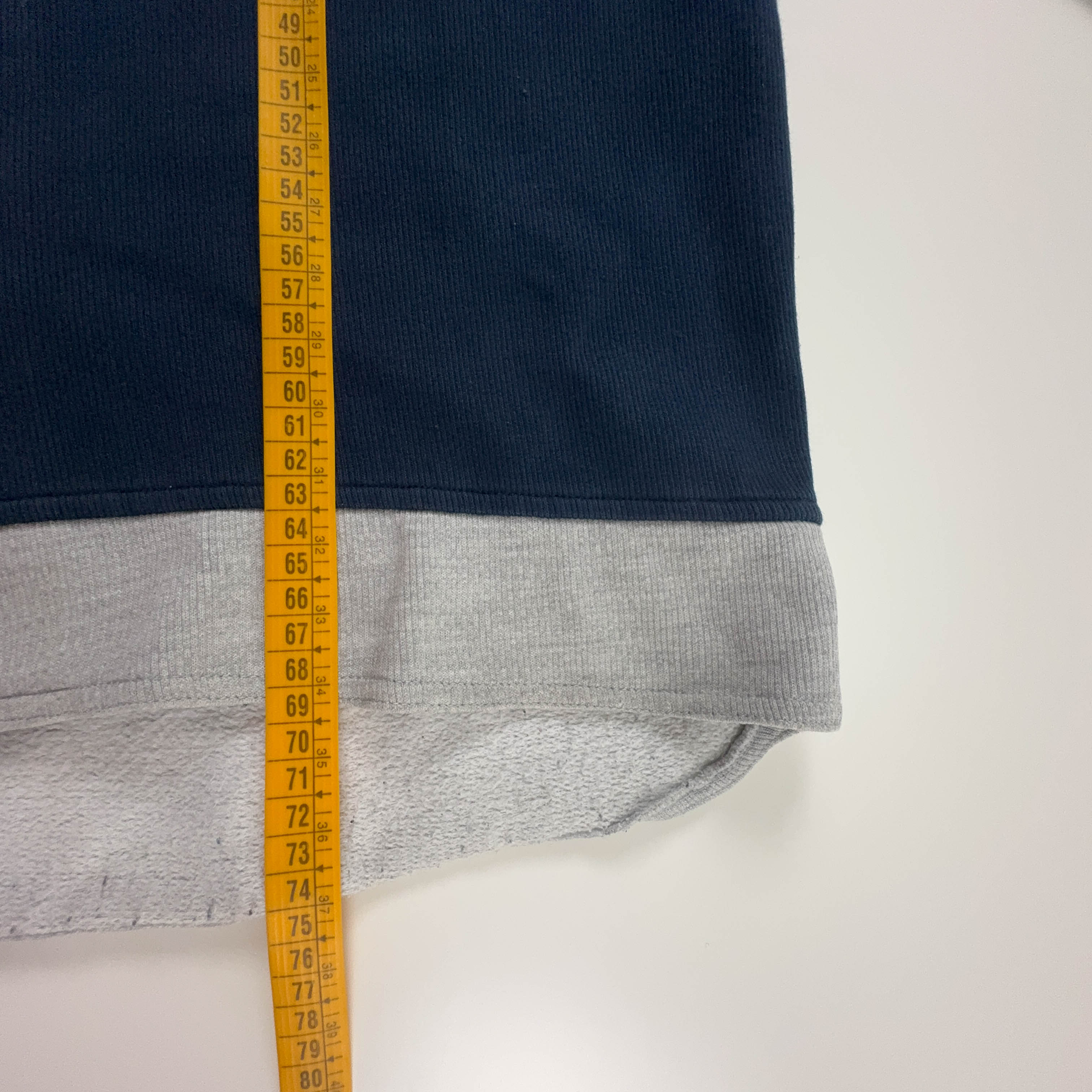 Felpa Nike Vintage blu e grigia con zip e cappuccio 80% cotone anni 90 - Taglia XL 188 uomo