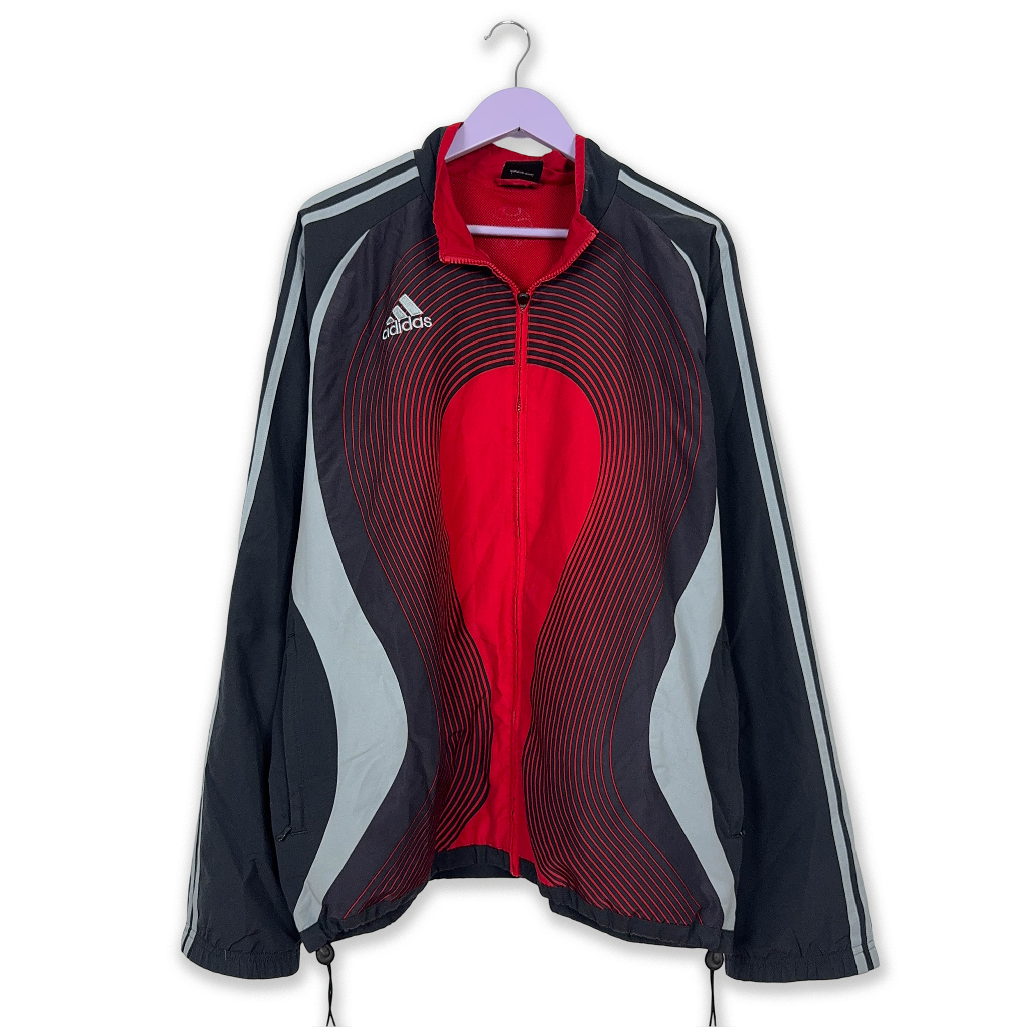 Adidas Vintage Red and Black Zip Up Windbreaker Jacket 2000s - Size D9 F198 Men