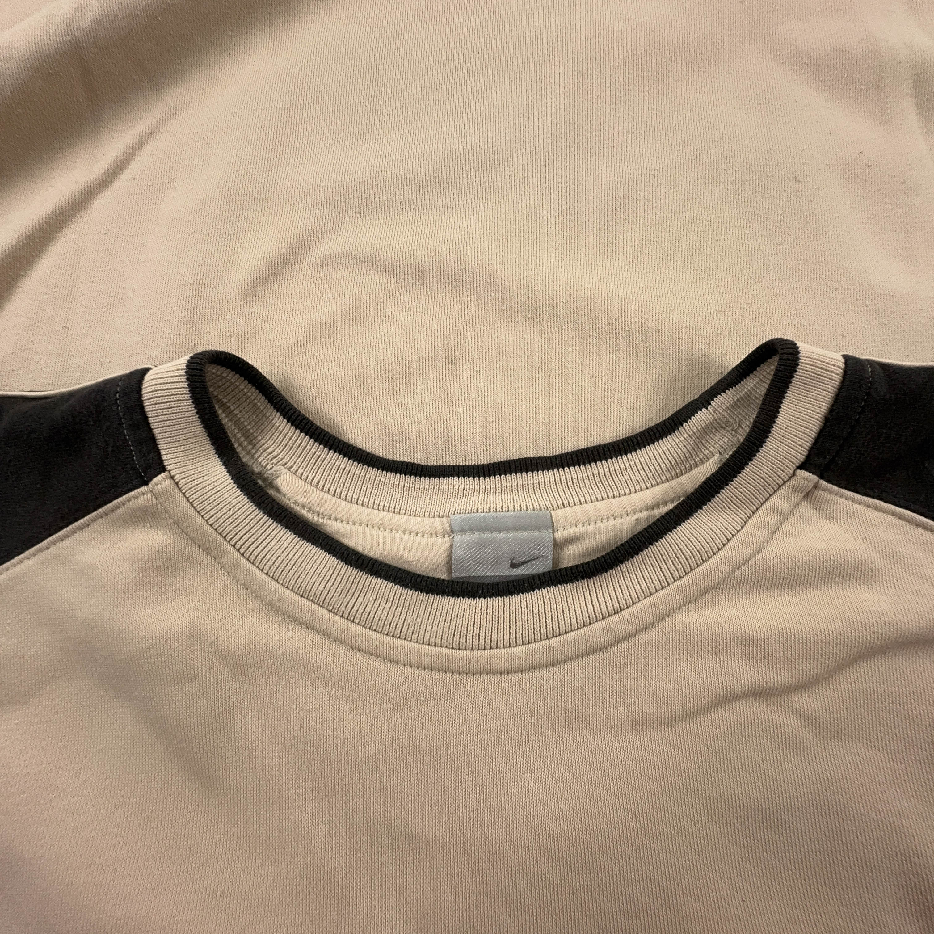 Felpa Nike Vintage crema a girocollo e logo ricamato 80% cotone anni 90 - Taglia XXL uomo