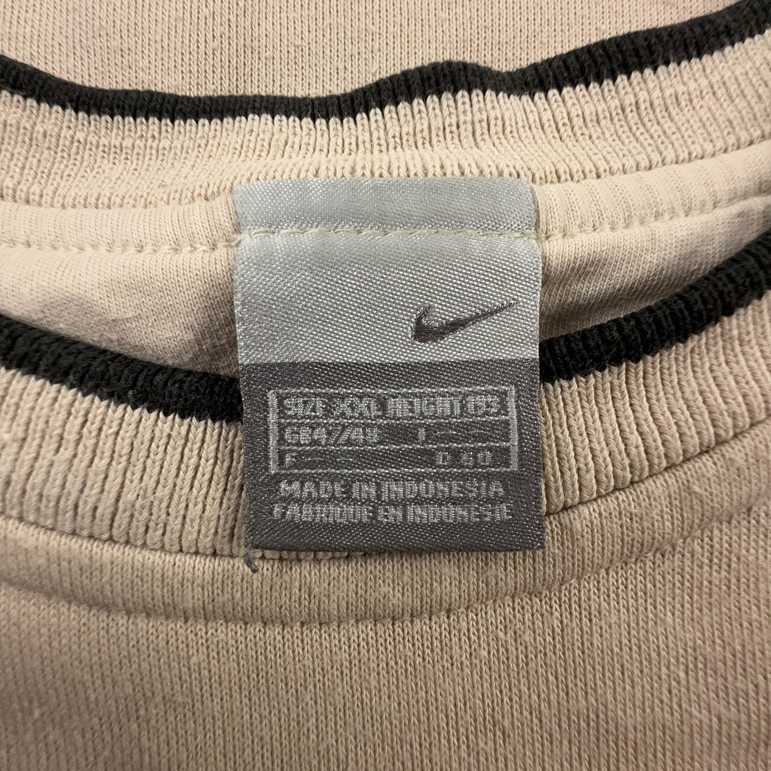 Felpa Nike Vintage crema a girocollo e logo ricamato 80% cotone anni 90 - Taglia XXL uomo