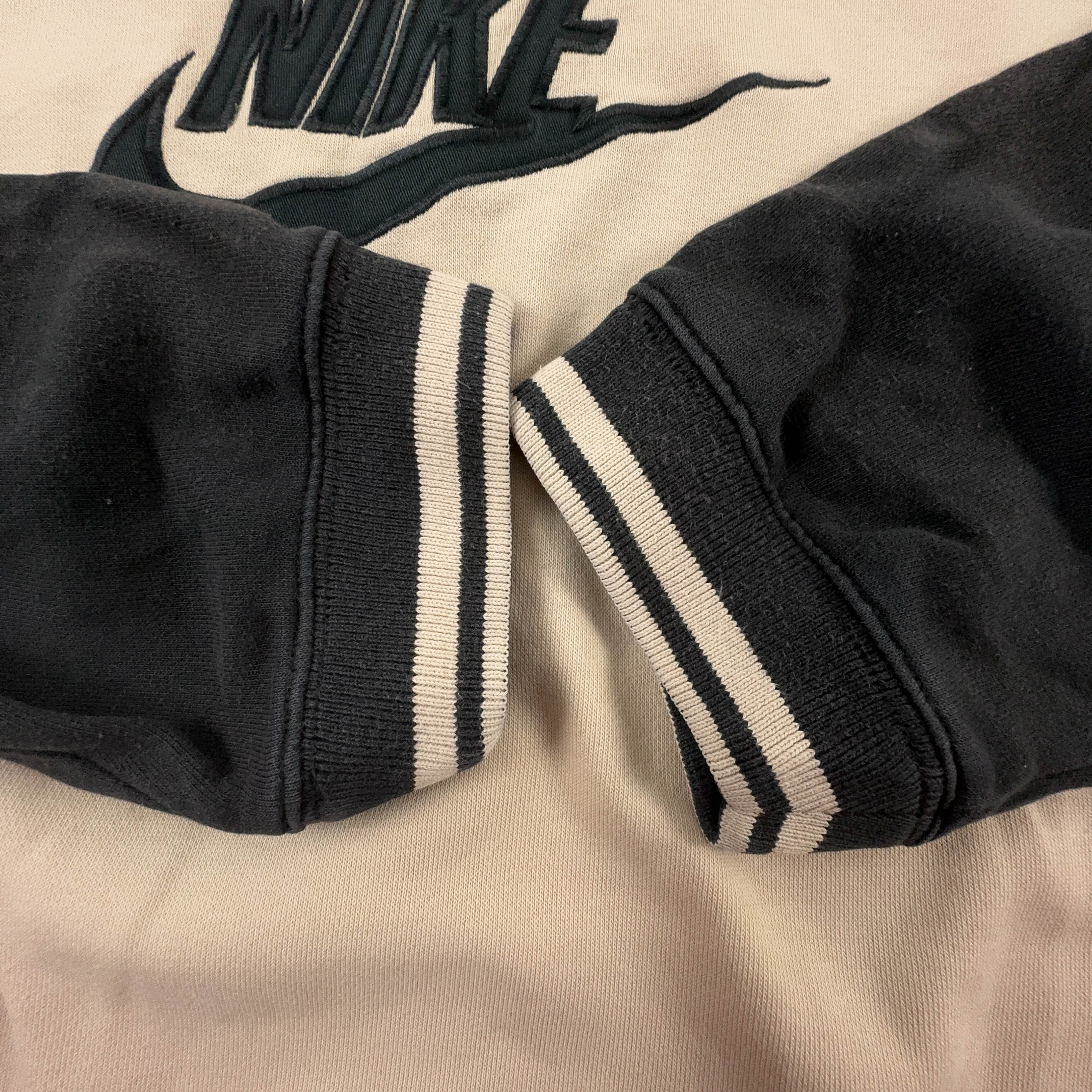 Felpa Nike Vintage crema a girocollo e logo ricamato 80% cotone anni 90 - Taglia XXL uomo