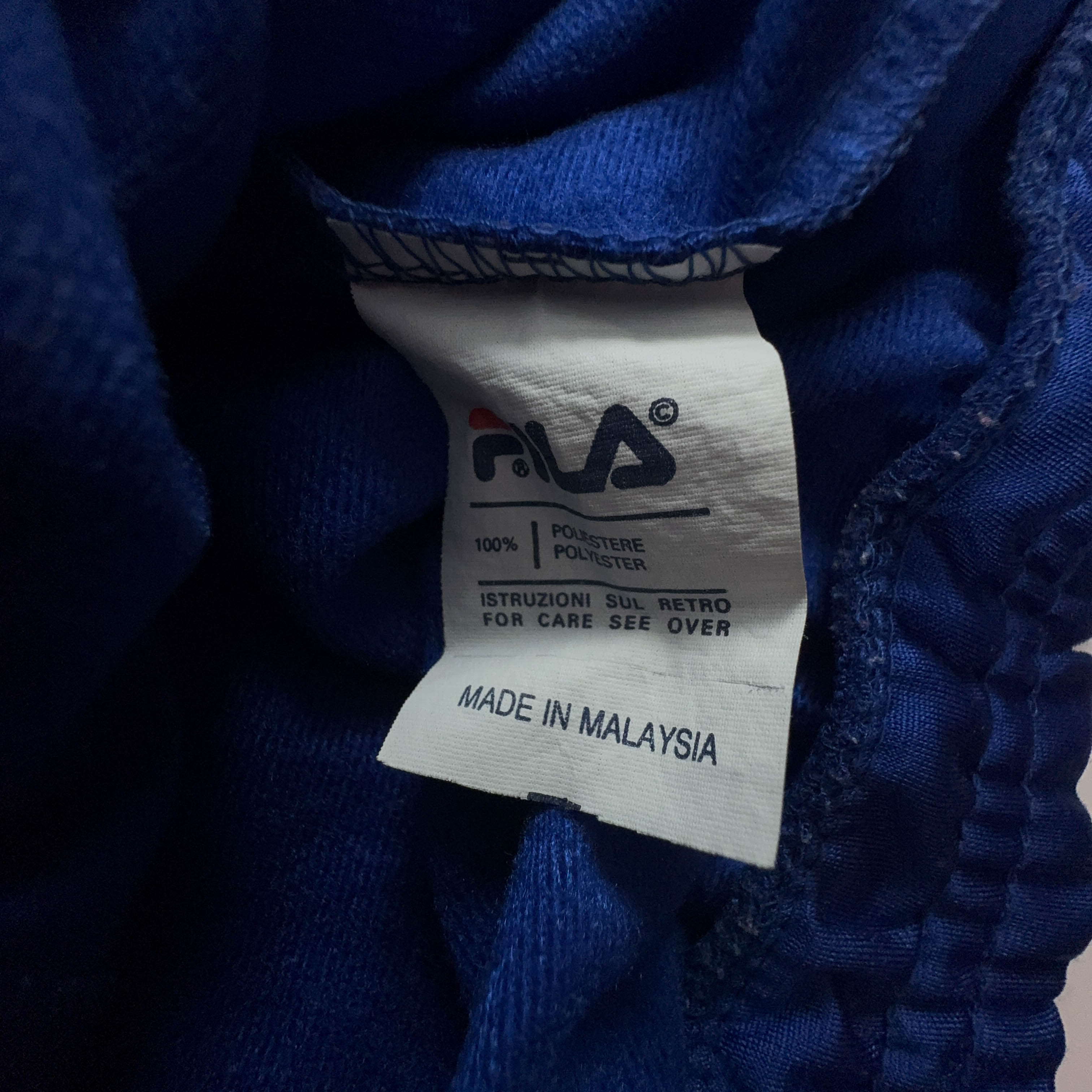 Felpa Fila Vintage blu e viola con zip e logo ricamato anni 90 - Taglia I54 uomo