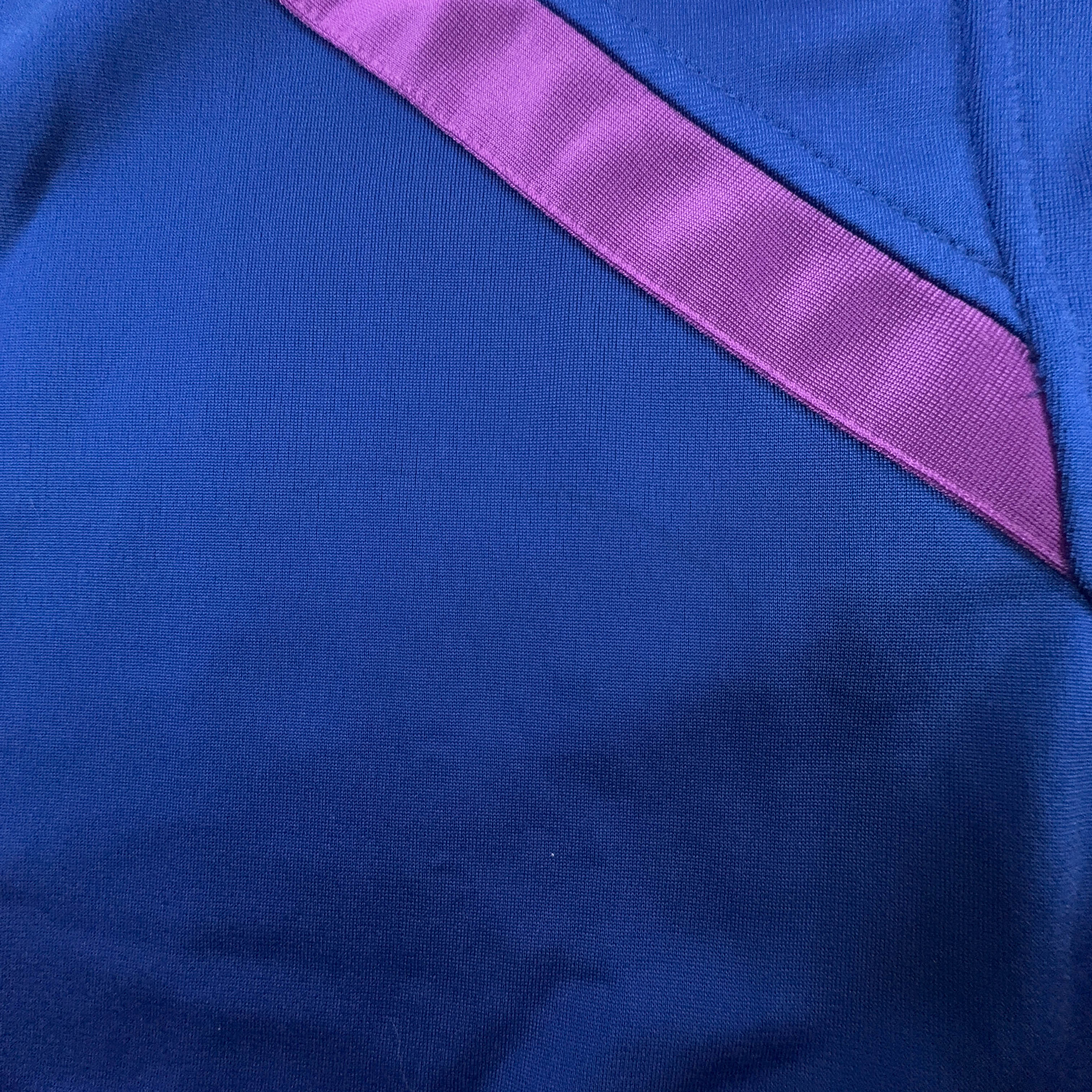 Felpa Fila Vintage blu e viola con zip e logo ricamato anni 90 - Taglia I54 uomo