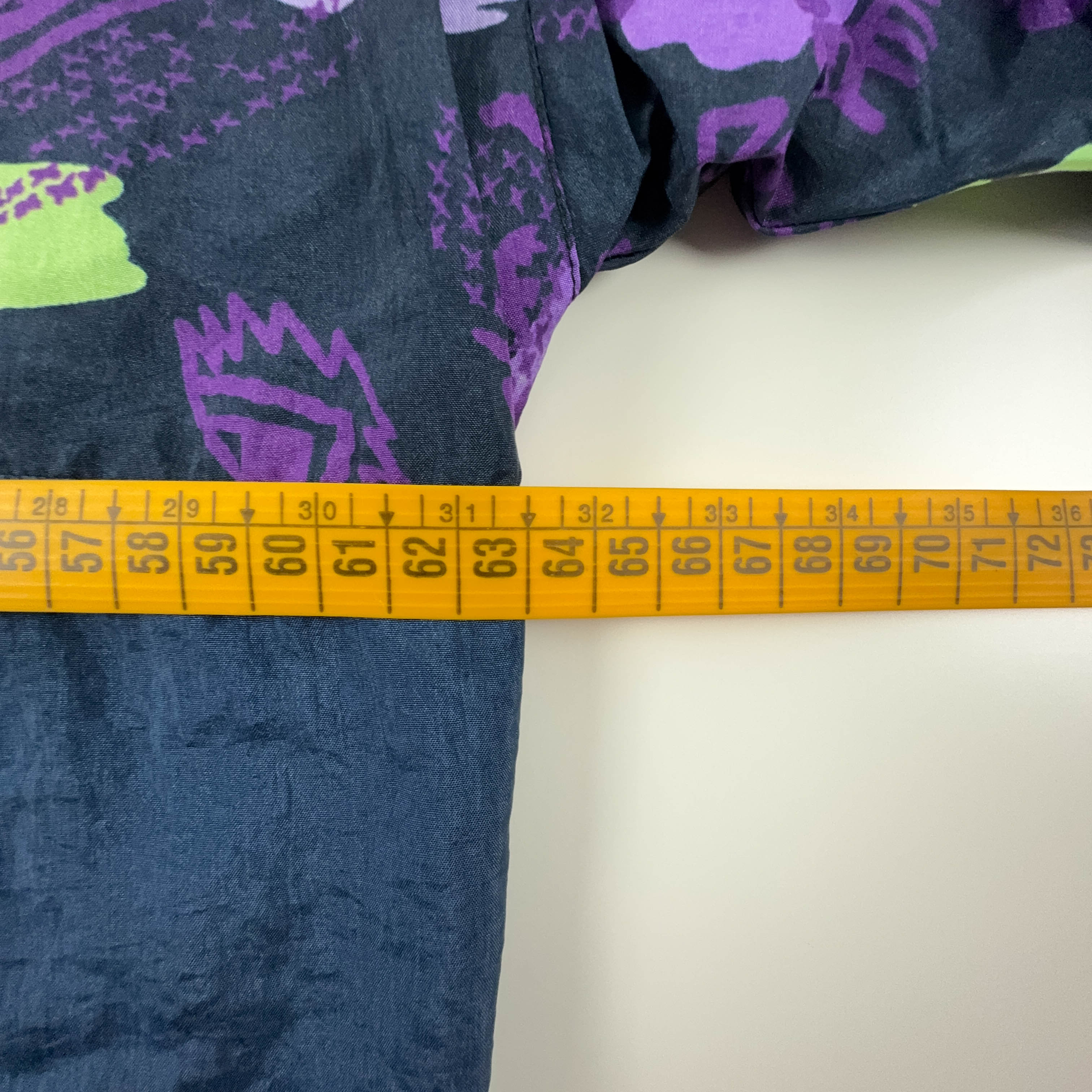 Vintage Dark Blue and Purple Patterned Zip Up Windbreaker Jacket 80s 90s - Size XL Men