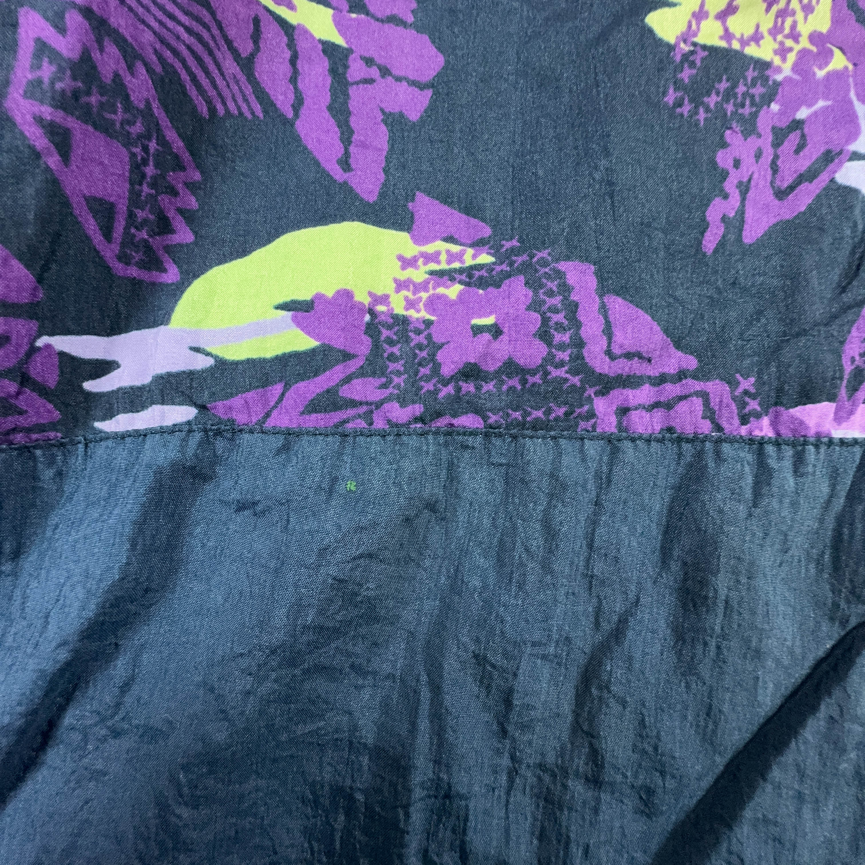 Vintage Dark Blue and Purple Patterned Zip Up Windbreaker Jacket 80s 90s - Size XL Men