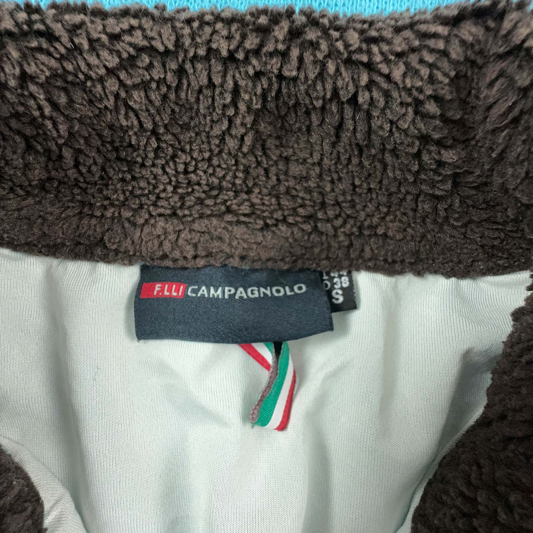 Maglione Vintage Campagnolo foderato misto lana azzurro con zip - Taglia S uomo