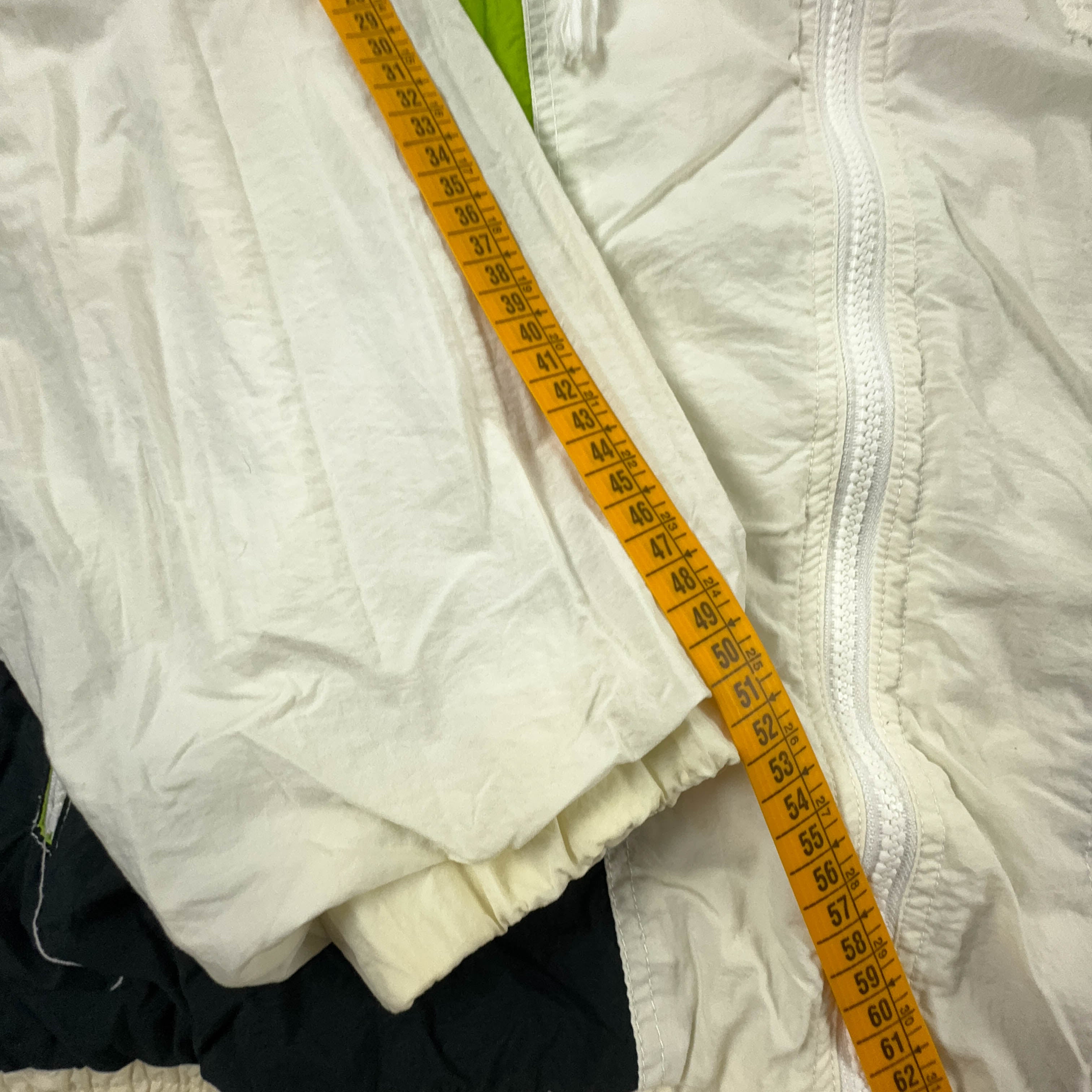 Vintage Cream and Green Windbreaker Jacket with Zip and 80s 90s Patch - Size L Men