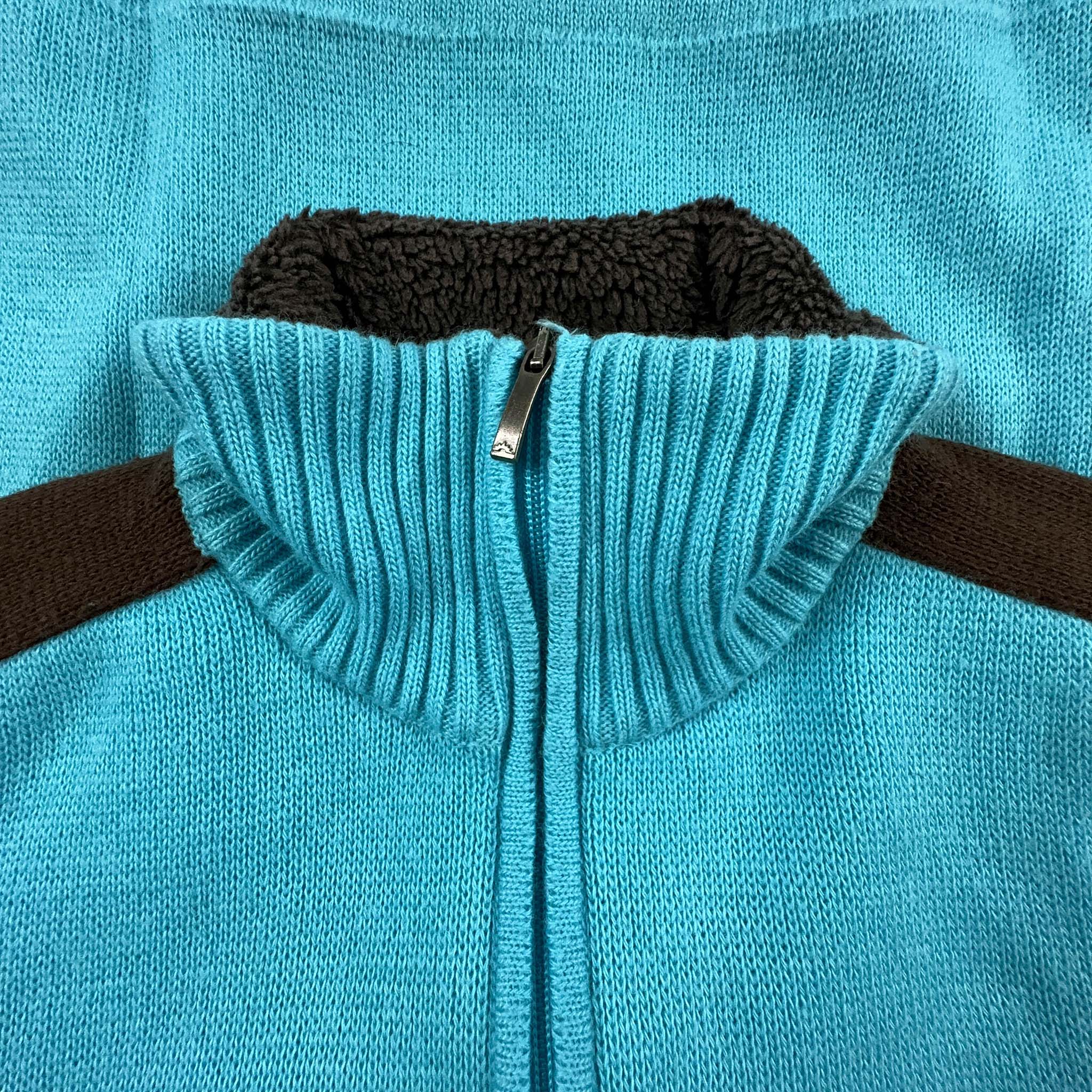 Maglione Vintage Campagnolo foderato misto lana azzurro con zip - Taglia S uomo