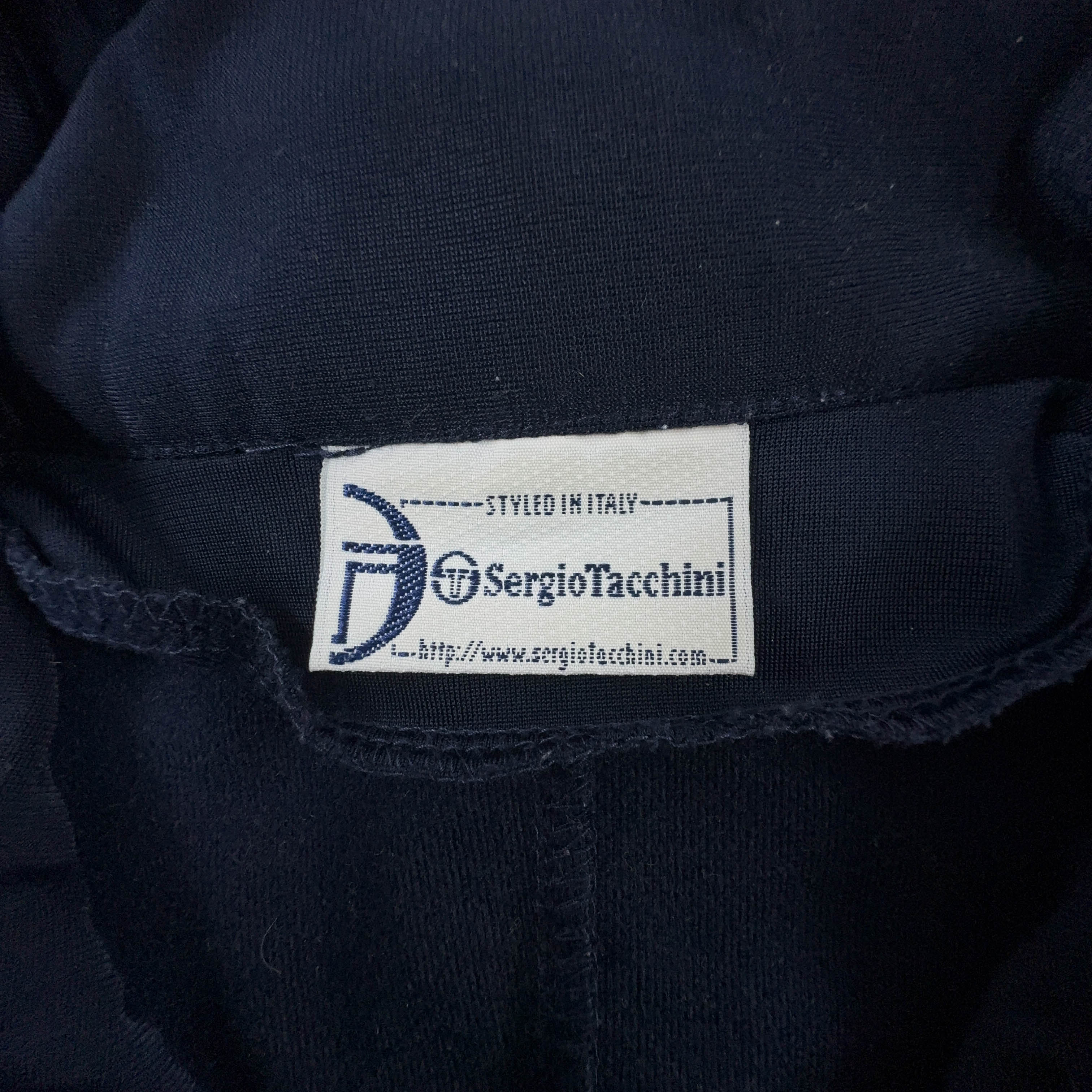 Felpa Sergio Tacchini Vintage blu e grigia con zip e logo ricamato anni 2000 - Taglia 52 uomo