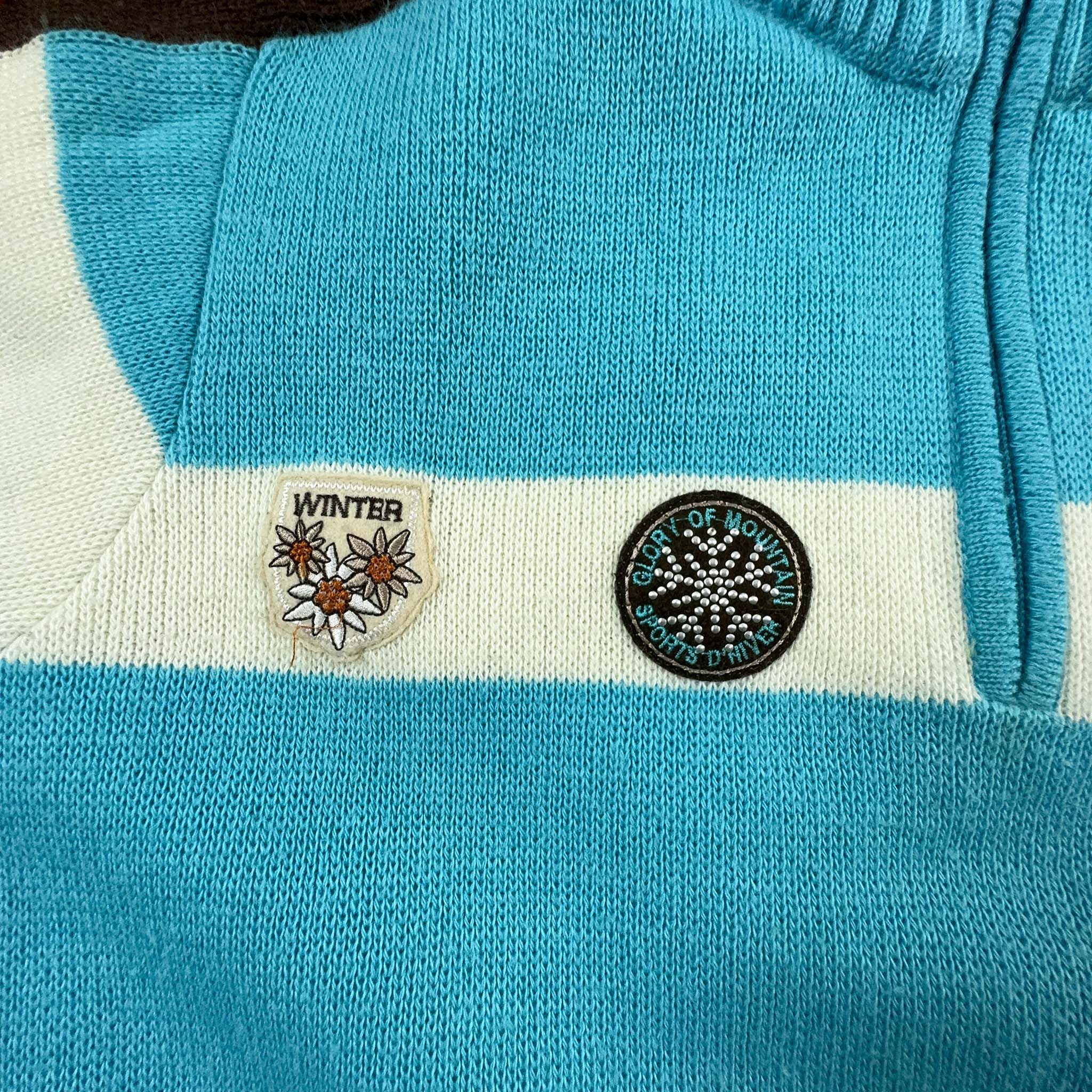 Maglione Vintage Campagnolo foderato misto lana azzurro con zip - Taglia S uomo