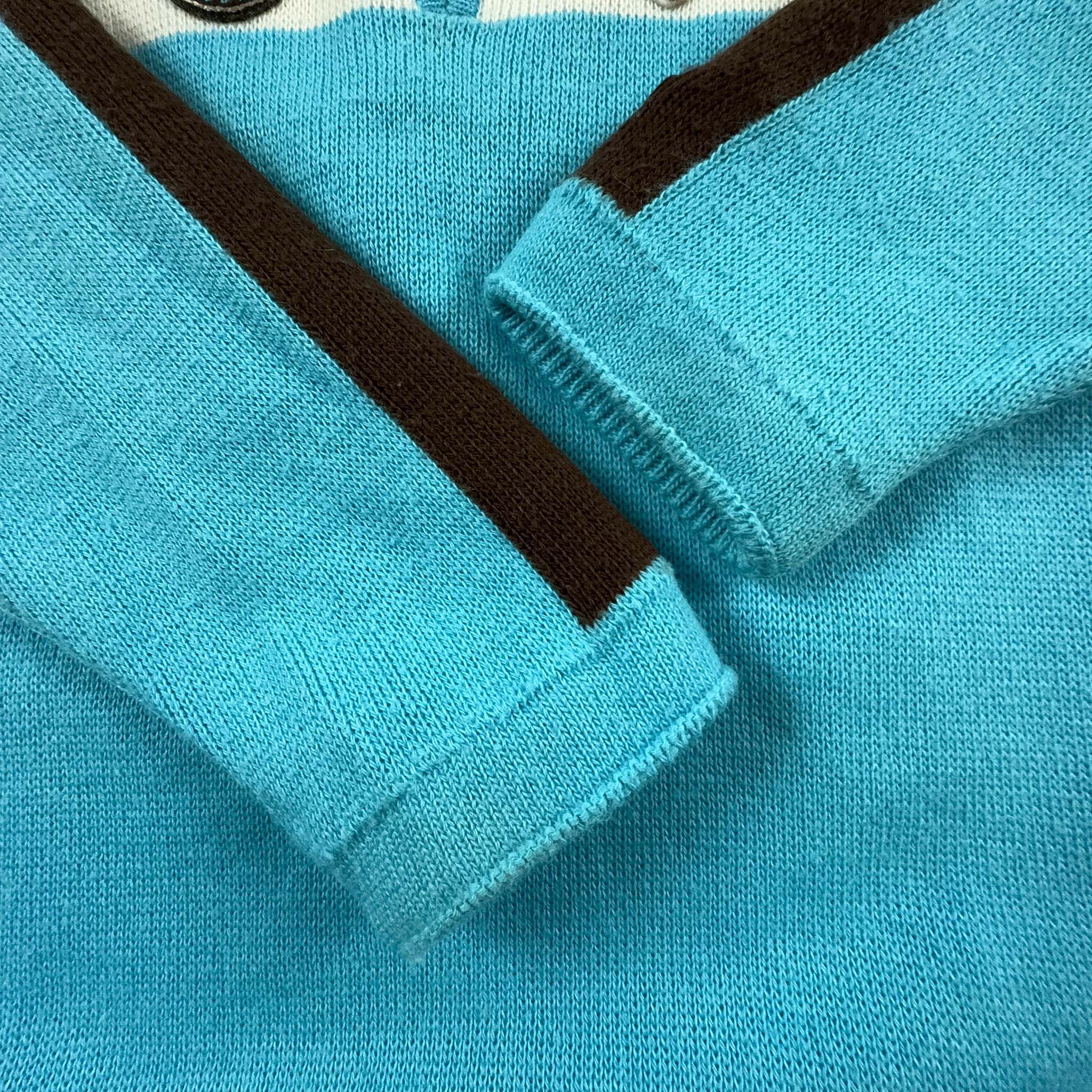 Maglione Vintage Campagnolo foderato misto lana azzurro con zip - Taglia S uomo