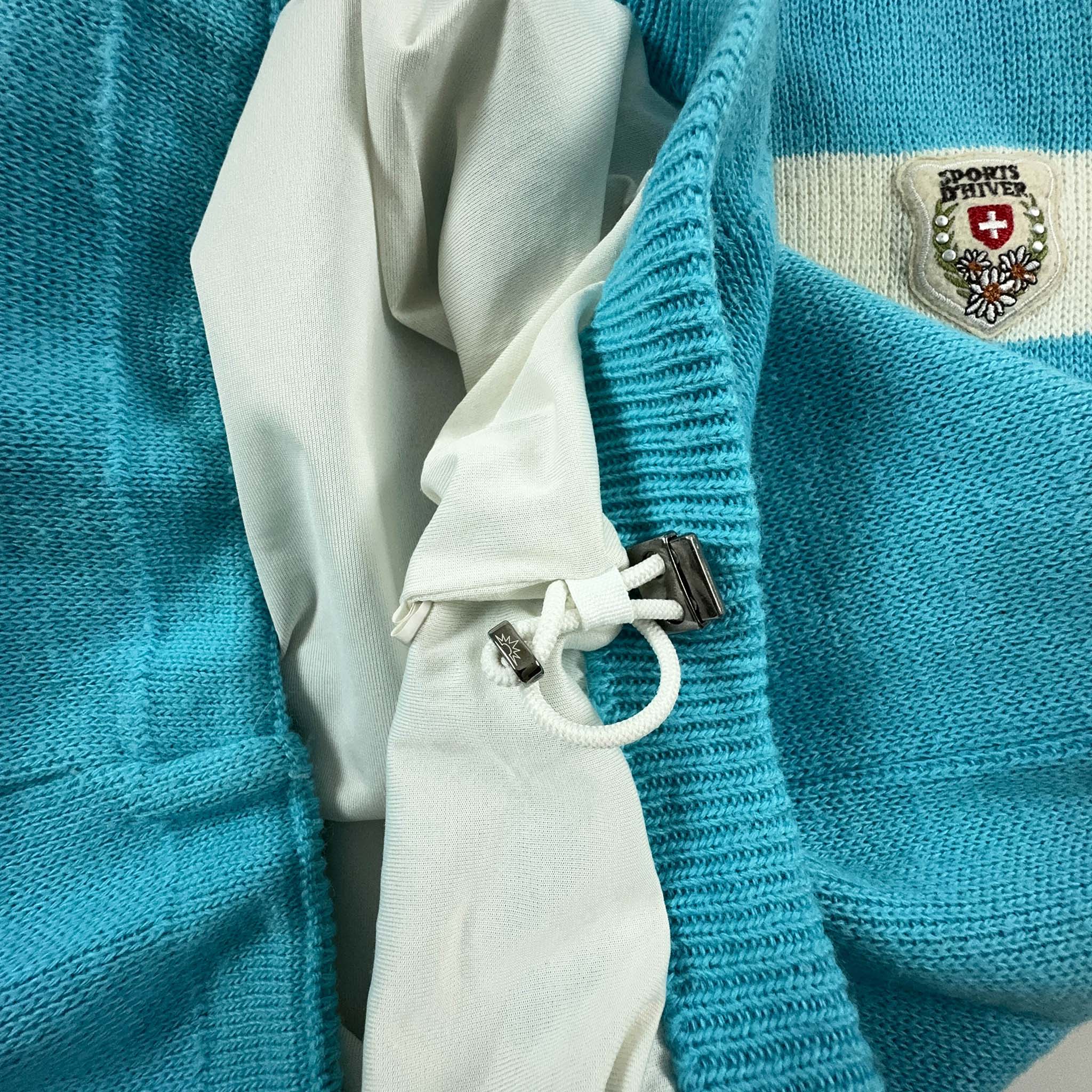 Maglione Vintage Campagnolo foderato misto lana azzurro con zip - Taglia S uomo